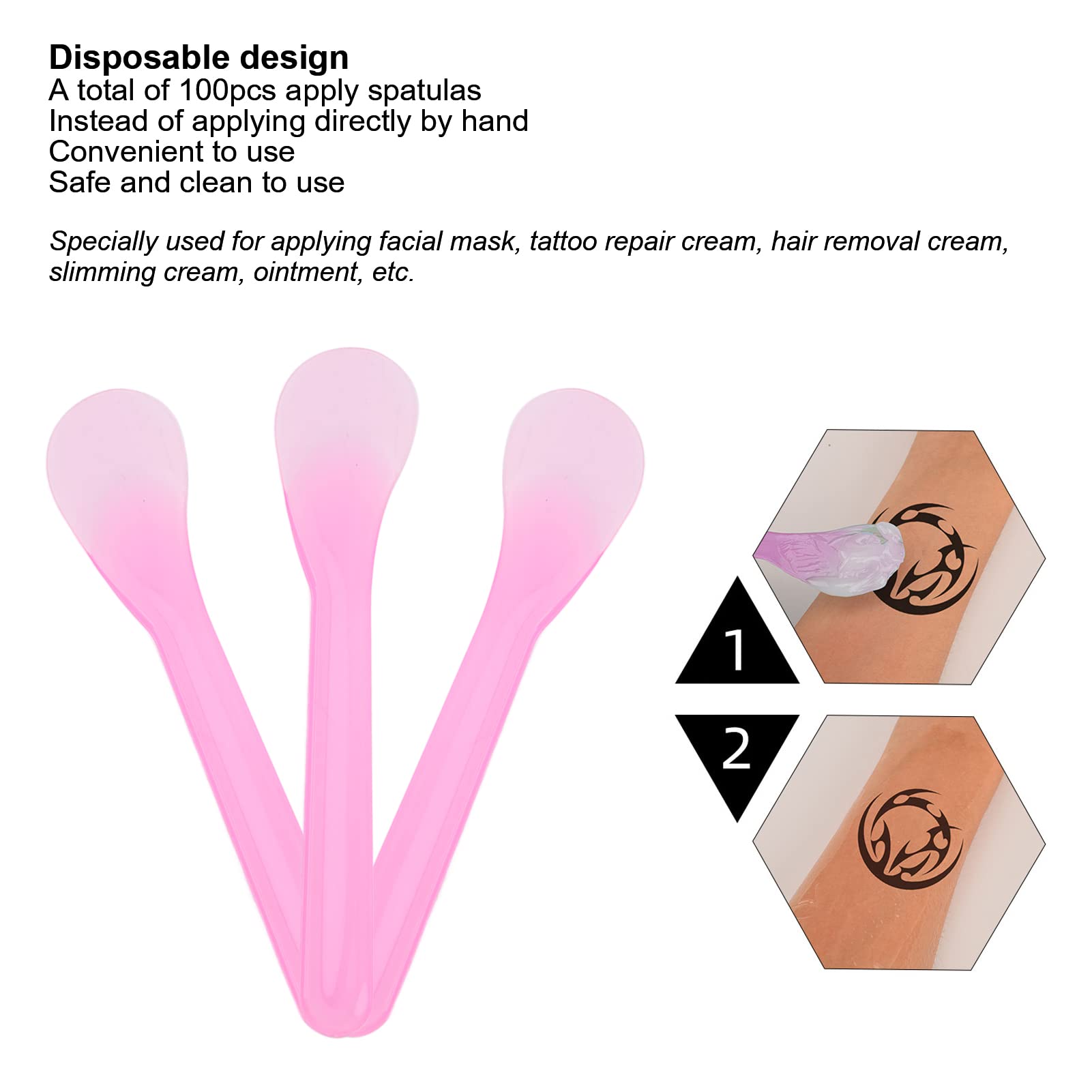 Amazon.com : 100pcs Disposable Plastic Spatulas, Facial Spatula, Plastic Hair  Removal Cream Spatula to Apply Slimming Cream Tattoo Cream Ointment :  Beauty & Personal Care