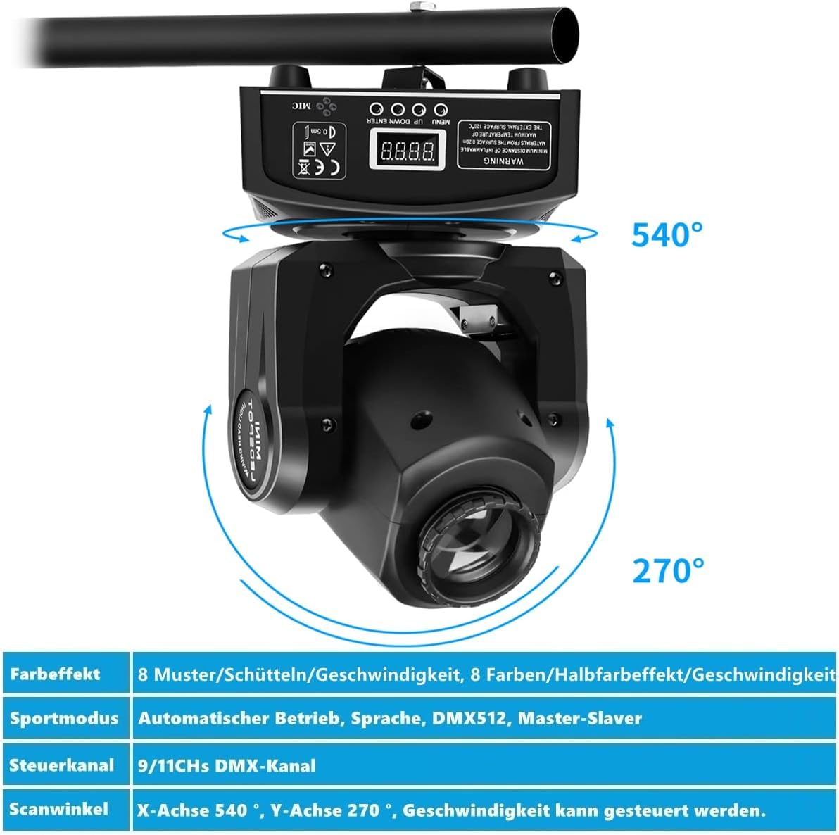 4 PCS Cabeza Móvil LED con 1 flightcase Spot Beam Discoteca 30W dmx512 RGB Luz del Partido la Iluminación del Escenario con 8 Patrones de Efecto de Luz para Bar Fiesta Navideña Halloween