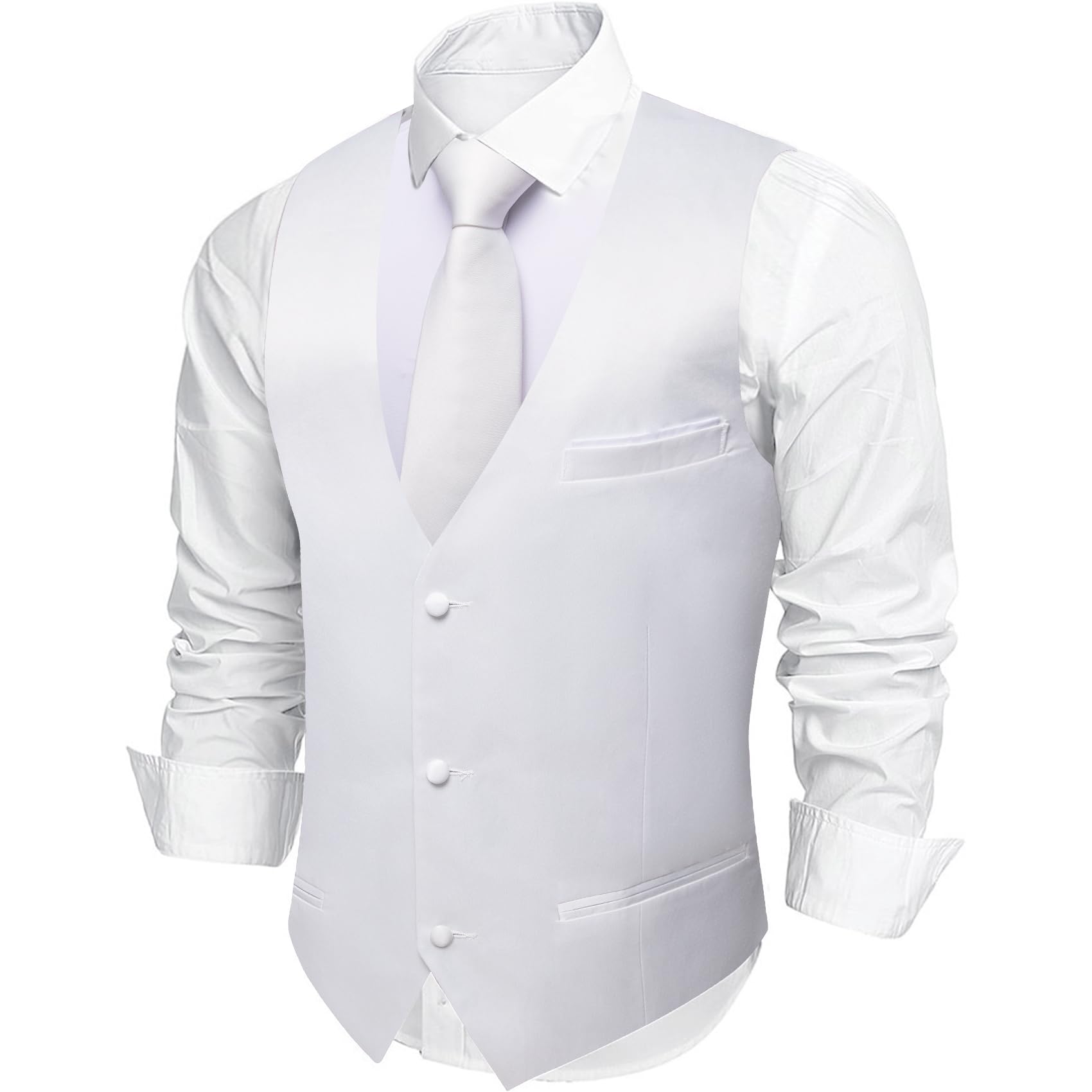 Barry.Wang Ensemble gilet d'affaires pour homme avec gilet et nœud papillon | Col en V classique coupe ajustée 5 pièces, parfait pour une fête de mariage