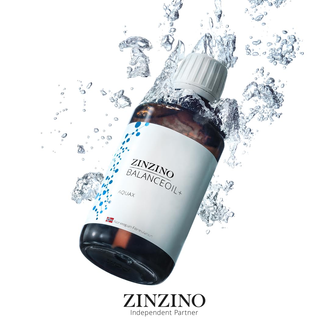 ZinZino BalanceOil+ AquaX Olej rybny z Omega-3 2478 mg, Omega-9, Witamina D3, Tokoferol, DHA, EPA z oliwą z oliwek 300 ml