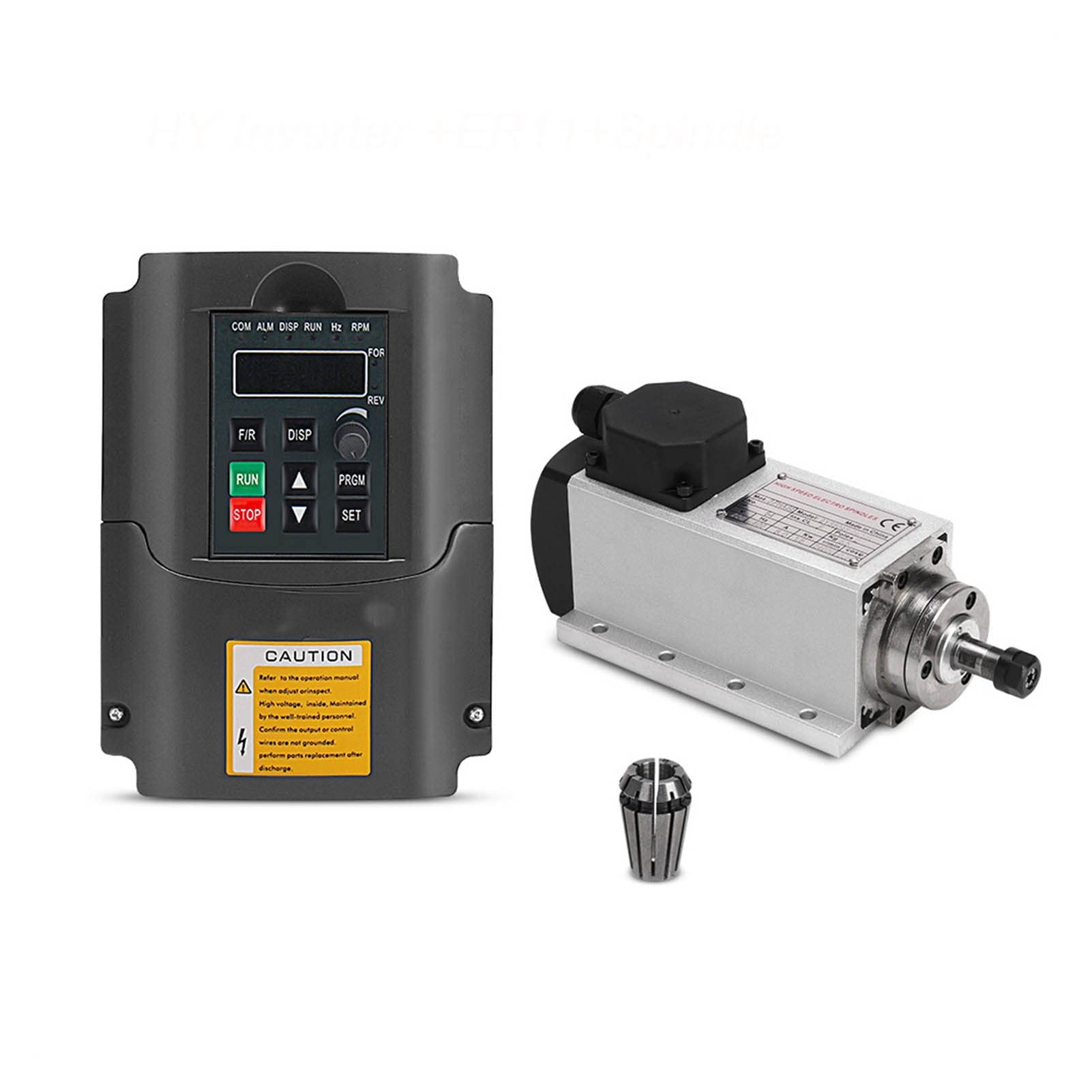 CVFRDD CNC Spindle Motor Kit 1.5KW Air-Cooled Square Spindle Motor Kit ER11 24000RPM With Y-L/H-Y Frequency Inverter For CNC Engraver