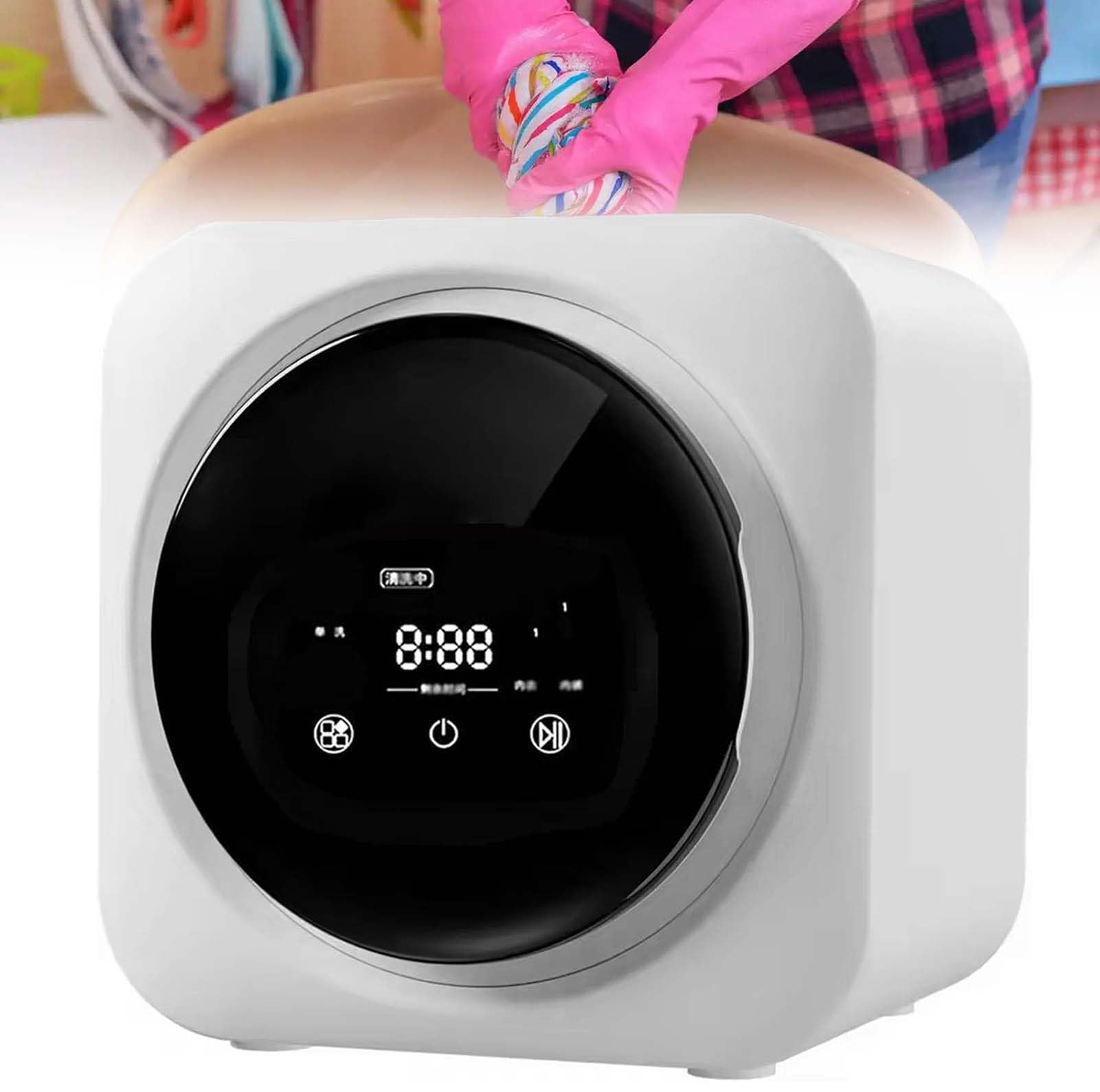 Lavatrice Portatile, Mini Lavatrice E Asciugatrice Combinate, capacità Lavaggio 0,3 kg, con Pannello Controllo LCD, per Piccoli Capi Abbigliamento, Biancheria Intima E Calzini