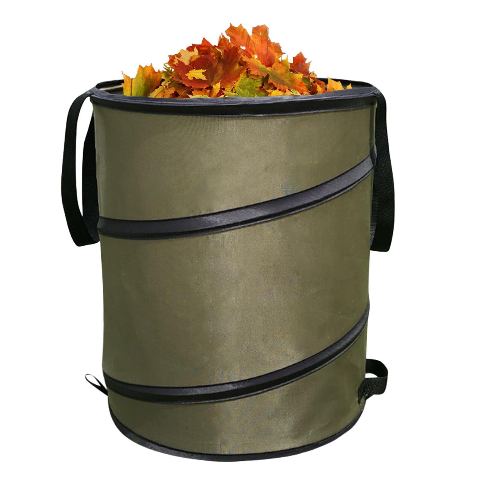 Camping Bin colla-psible | 3 Size Large Garden Pop-up Tidy Bag | Reusable Garden Waste Sacks Heavy Duty With Handles | Portable Waterproof Garbage leafs Container For Lawn Garden