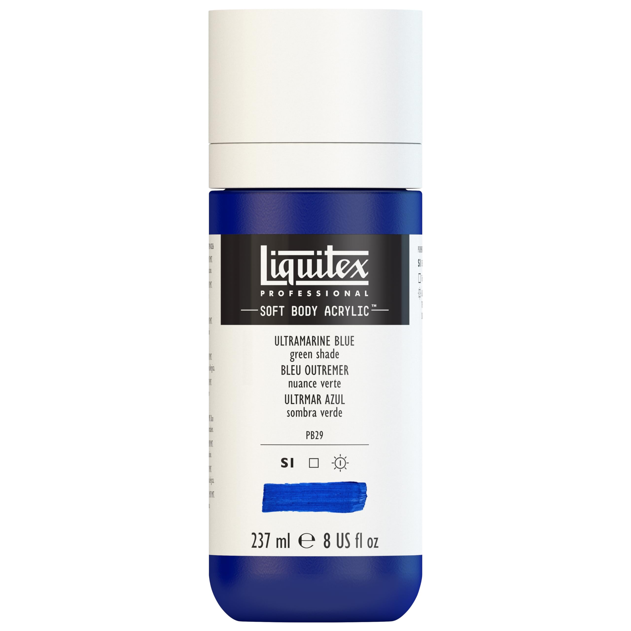 Liquitex 1923380 Professional Acrylic Paint Soft Body - Artist Paint in Creamy Opaque Consistency, High Pigmentation, Lightfast and Ageing Resistant, 237 ml Bottle - Ultramarine Blue (Green Tone)
