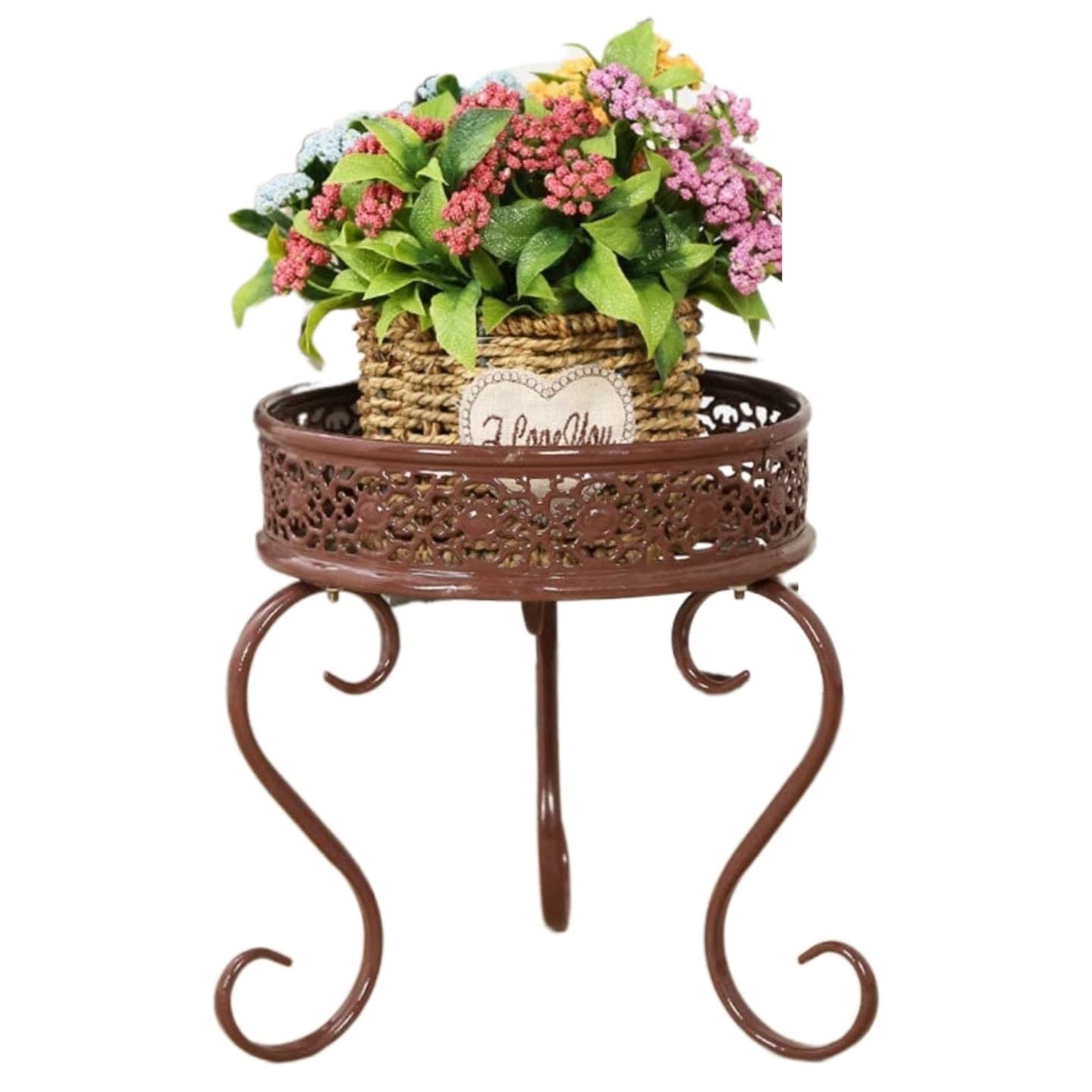 DFGHNBVC Plant Stand Plant Shelves Flower Holder Metal Single Flower Stand Flower Stool Iron Plant Stand Indoor Outdoor Decoration Flower Stand Plant Shelf Plant Rack,R-24 * 28Cm