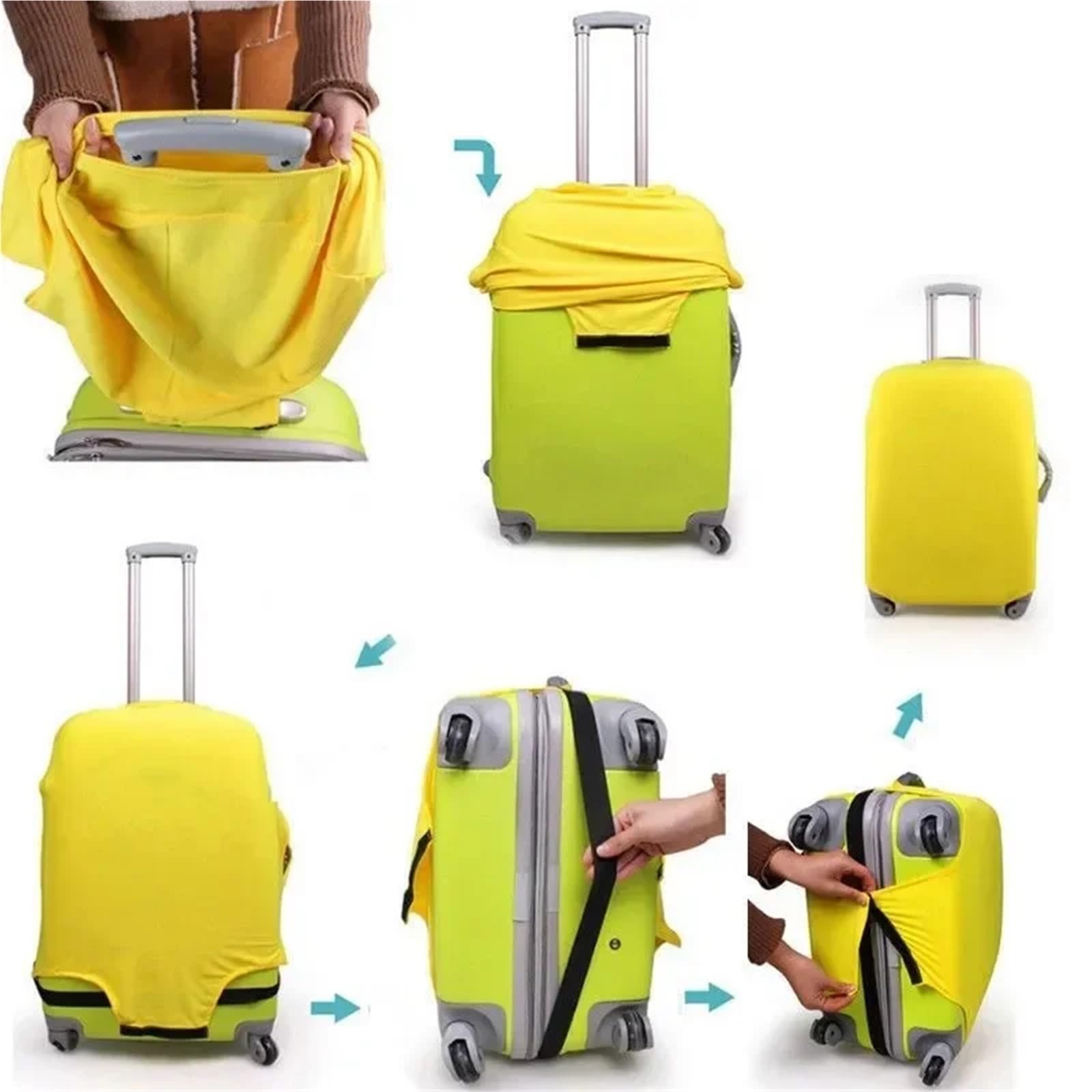 2 uds Cubierta de Equipaje Tela elástica Protector Maleta Polvo Adecuada for Organizador Viaje para Maletas(Yellow,M(22-24inch))