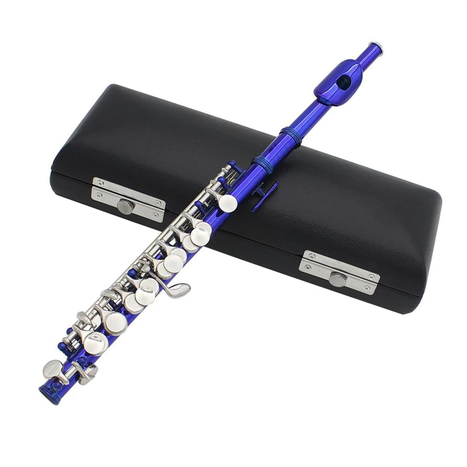 Flauta Piccolo De Tubo De Cuproníquel De 16 Agujeros Con Llave E Flauta De Tamaño Medio Con Caja De Cuero Flauta Travesera Kit (Color : E)