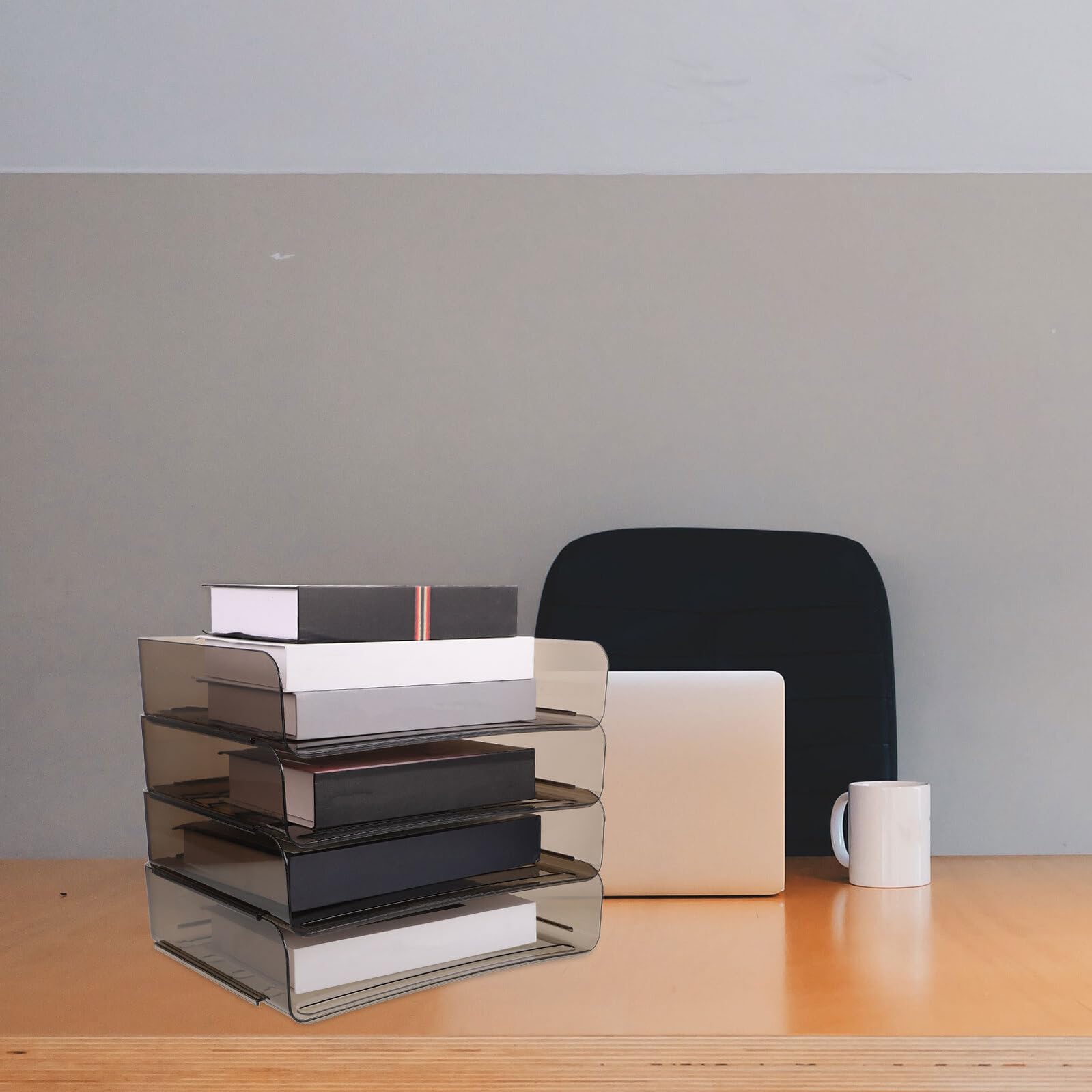 INOOMP Organizador de Archivos para Escritorio de Acrílico Transparente con 4 Capas Apilables, Soporte para Documentos A4, Revistero Multifuncional para Oficina y Aula, Clasificador