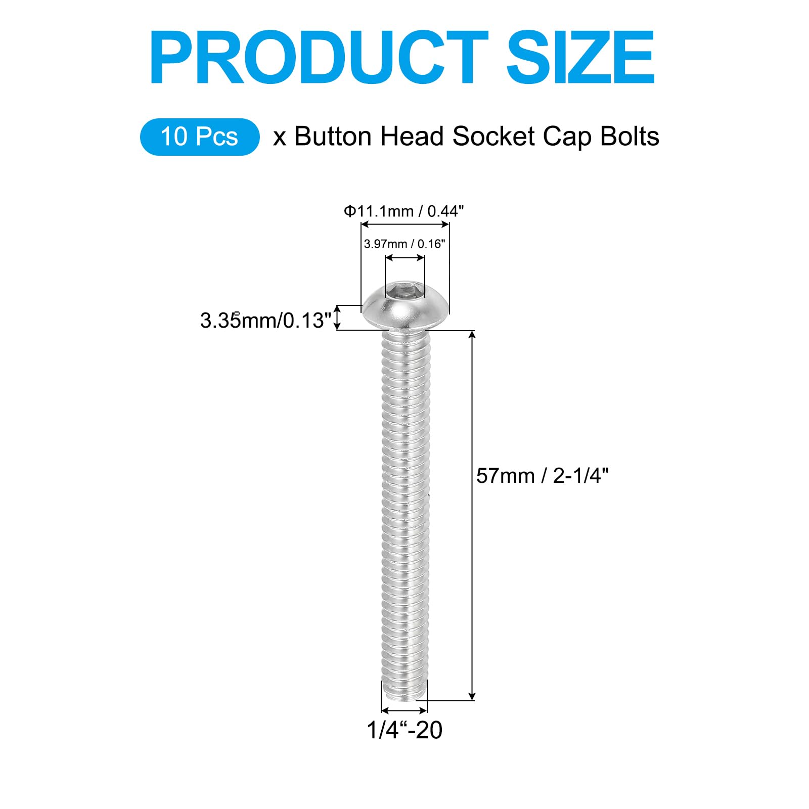 PATIKIL 1/4-20x2-1/4" Button Head Socket Cap Screws - Image 2
