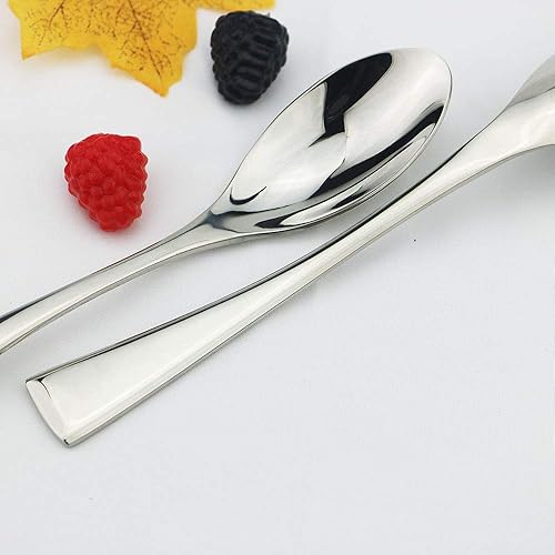 Miniatura 9 de JASHII Juego de cubiertos de acero inoxidable de 20 piezas, incluye cuchillos, tenedores, cucharas, pulido espejo, apto para lavavajillas, servicio