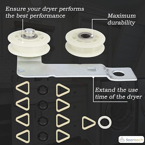 Miniatura 6 de Seentech - Kit de reparación de secadora 4392067 y W10837240 tensor de secadora de Seentech, incluye rodillos de tambor WPW10314173, correa 661570V,