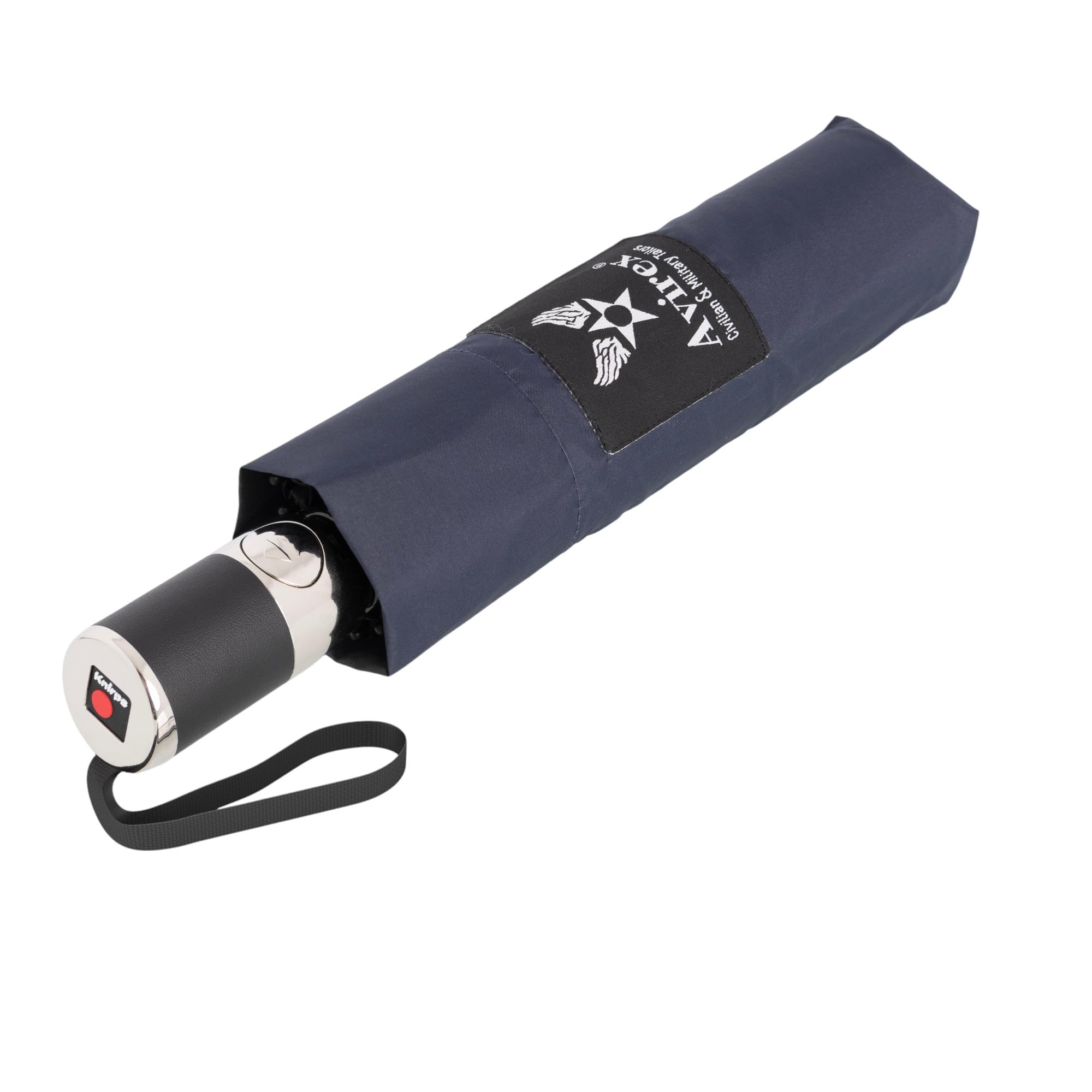 AVIREX + Knirps, Paraguas Light Duomatic - Apertura y cierre automático, ligero y resistente al viento, con una cubierta protectora de color a juego