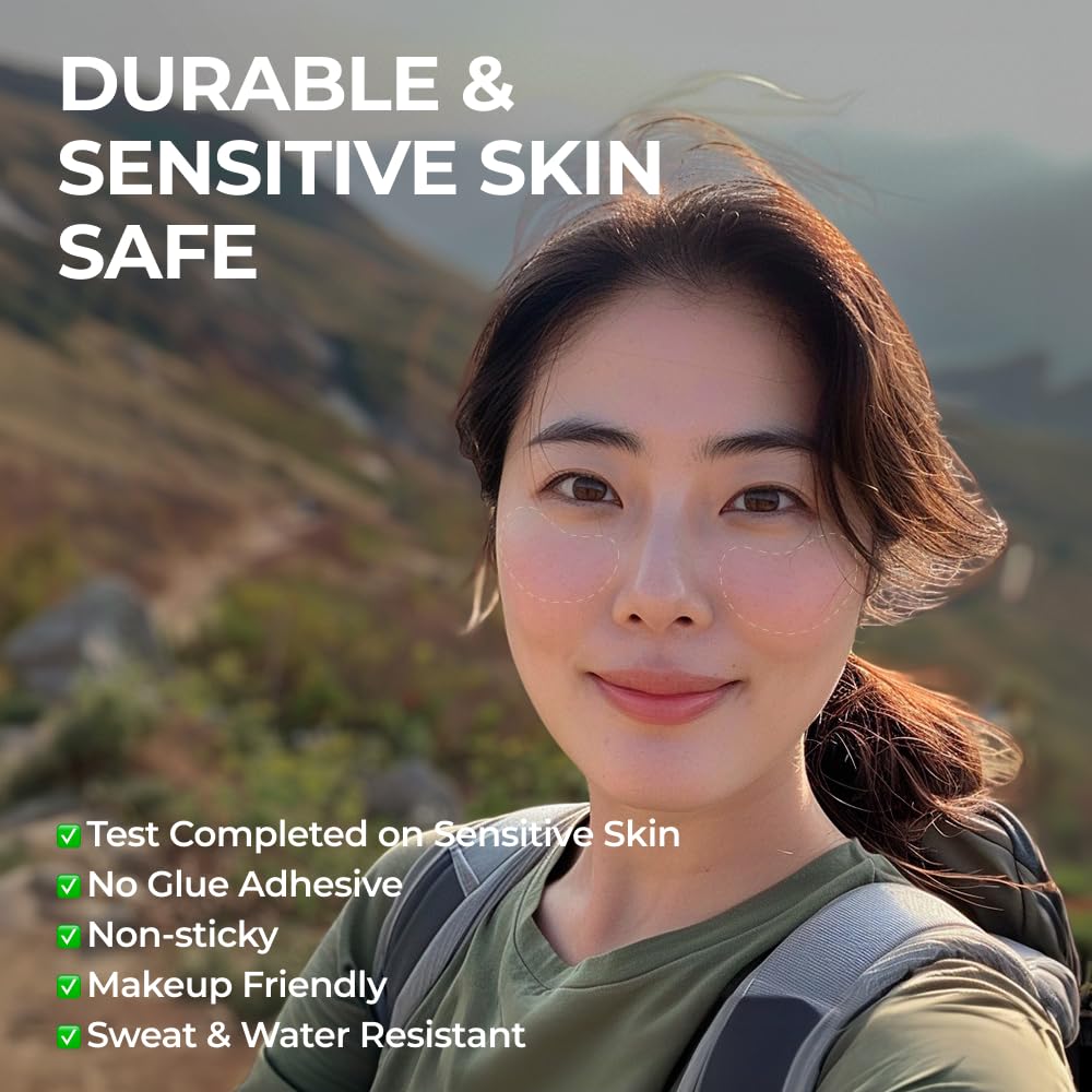 EASYDEW DW-EGF Peptide Clear Patch - Outdoor UV Block Ultra-Thin Transparent Sun Face Patches for Golf, Riding, Hiking, Driving - Adenosine, Glutathione, Hydrolyzed Collagen - Korean Skin Care 4 Packs