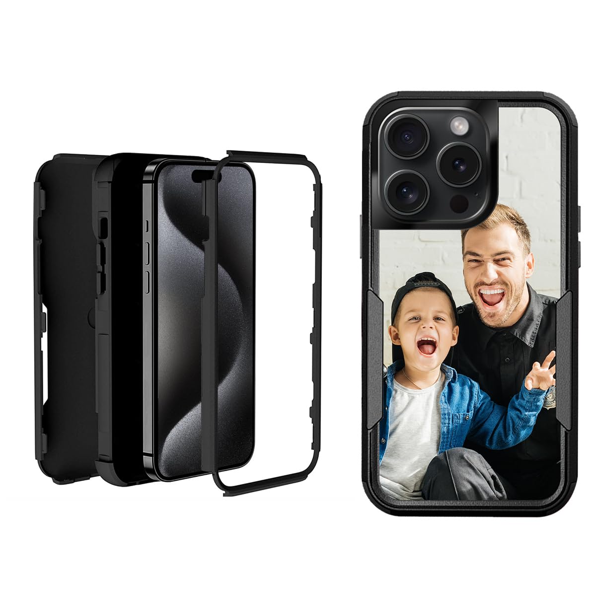 Custom Phone Case for iPhone 15 Pro,Shockproof Scratch-Resistant Case Personalized Gift Customized Protective 3-Layer Cover, Birthday, Xmas Present,