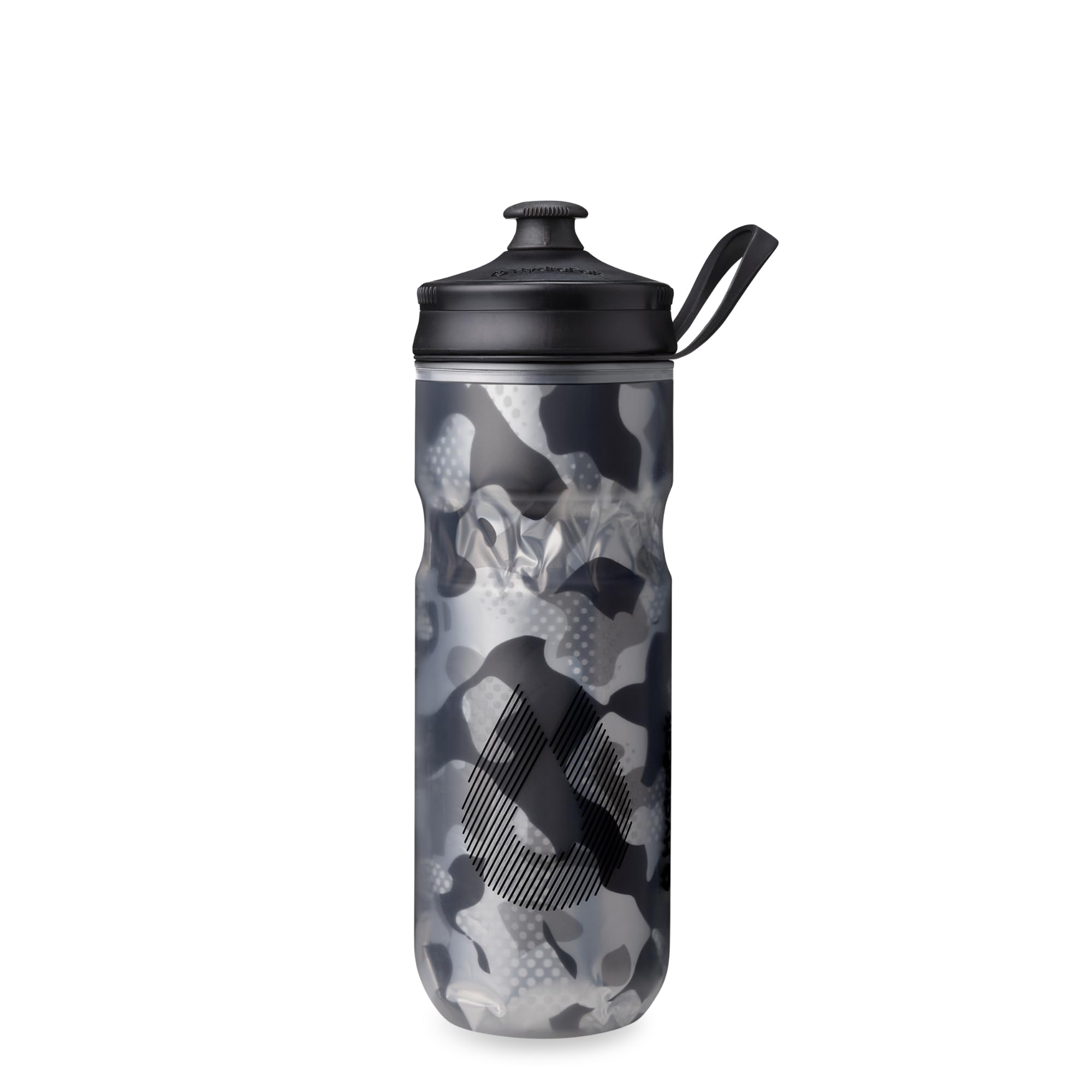 HydraPak Polar Sport Insulated Water Bottle - BPA-Free, Sport & Bike Squeeze Bottle with Handle (Contender Black, 600ml / 20oz)