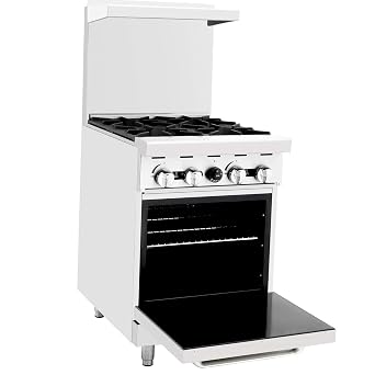 CookRite Commercial Natural Gas Range 24 4 Burner Hotplates With Standard Oven - 124,000 BTU