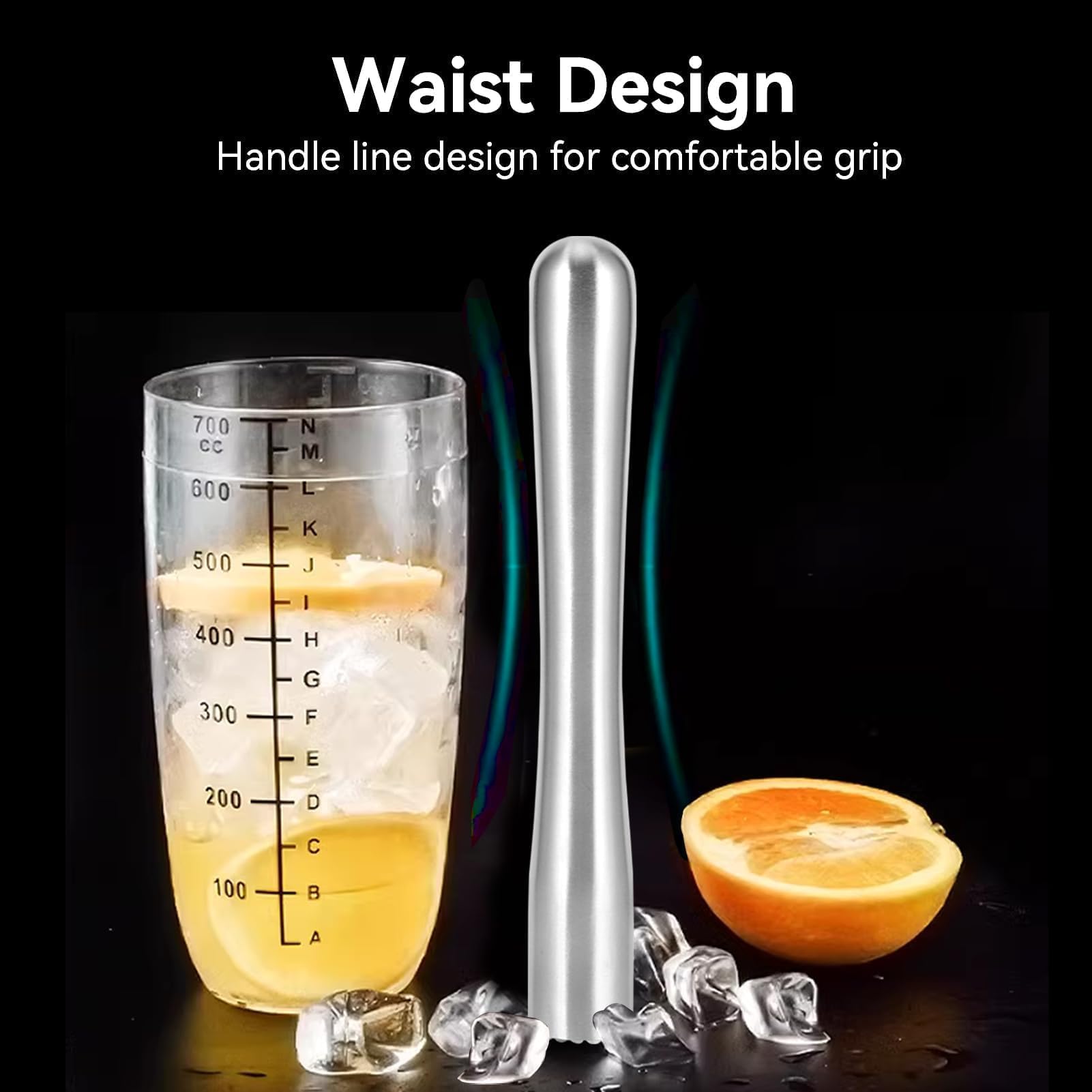 HERCHR Muddler Da Cocktail In Acciaio Inox, Limone Schiacciapatate Per Tritare Cubetti Di Ghiaccio, Professionale Pestello Per Creare Deliziosi Mojito