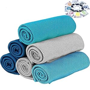 GeTeLe Cooling Towel 6 Pack, 36″x12″ Soft Breathable Chilly Towel, Sweat Workout Towels, Cooling Neck Wrap Scarf, Microfiber Ice Cold Towel for Yoga, Gym, Golf, Running, Camping