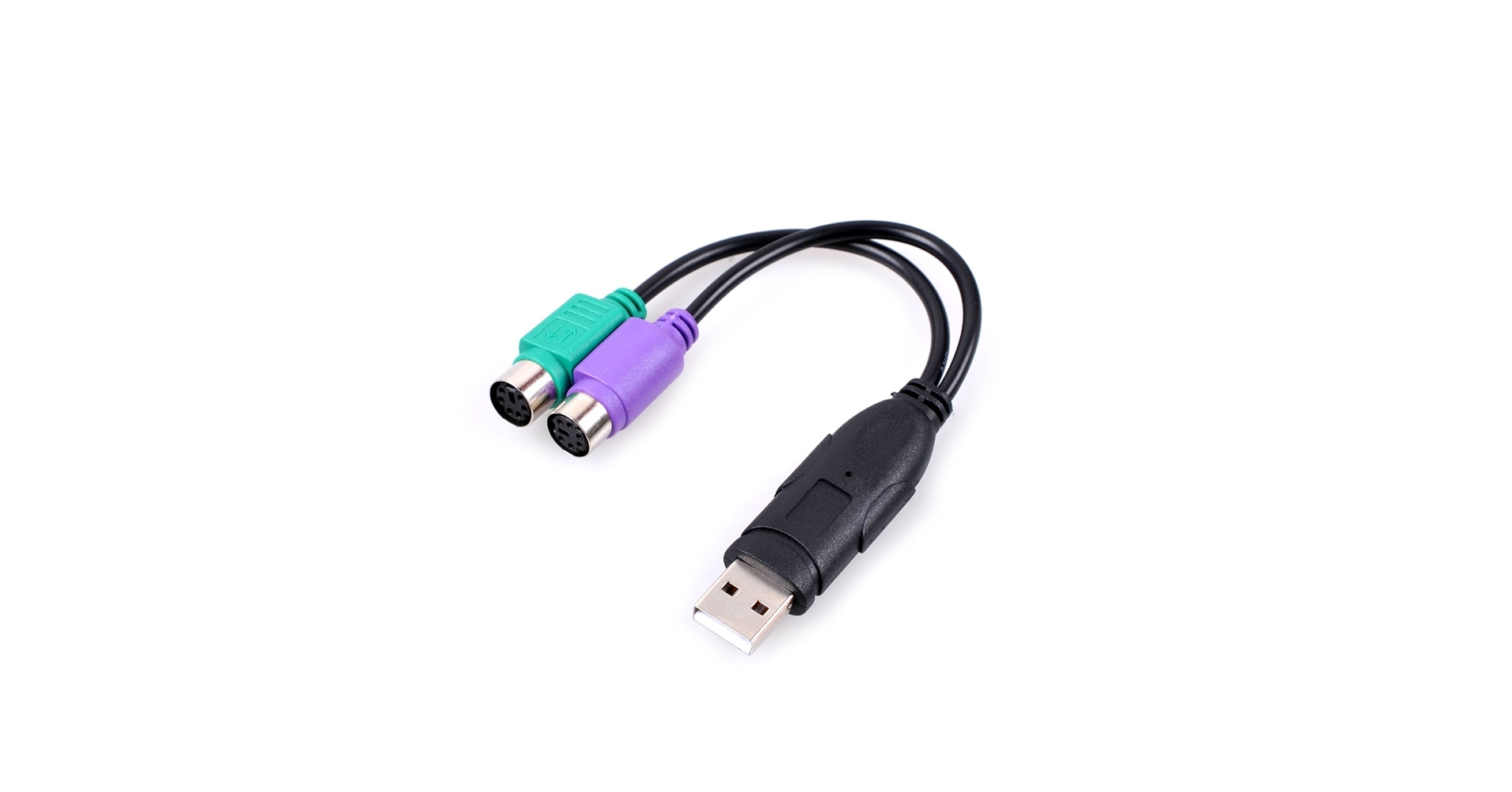 UCEC PS/2 to USB Adapter Converter for PS2 Keyboard Mouse, USB to Dual PS/2 Cables Computers Accessories (Black)