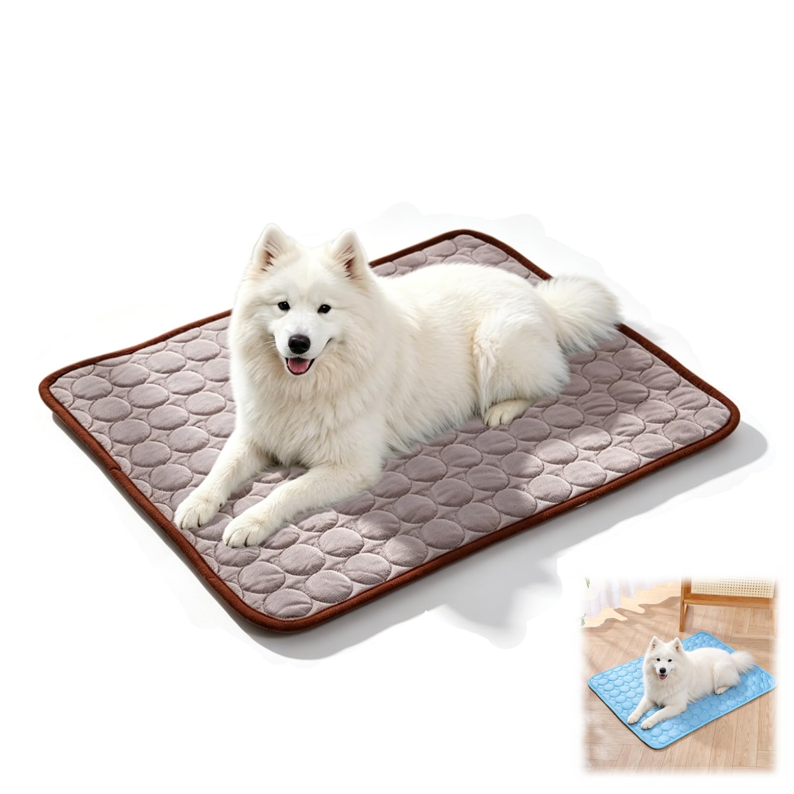 zoocco Dog Cooling Mat for Dogs & Cats, Self Cooling Pet Mat, Foldable Cooling Pad for Summer, Soft Breathable Crate Bed Mat for Indoor Outdoor, Sofa, Floor & Travel (Brown,X-Large)