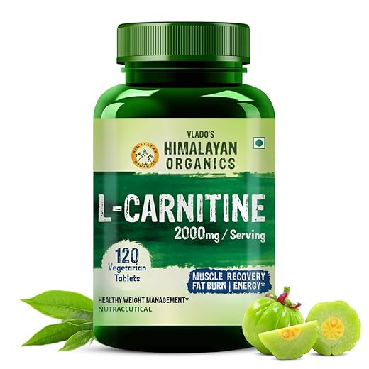 Vlado’s HIMALAYAN ORGANICS L-Carnitine L-Tartrate With Green Tea Extract 2000 Mg | Healthy Weight Management | Supports Muscle Recovery, Boost Energy, Endurance And Fat Burn -120 Vegetarian Tablets