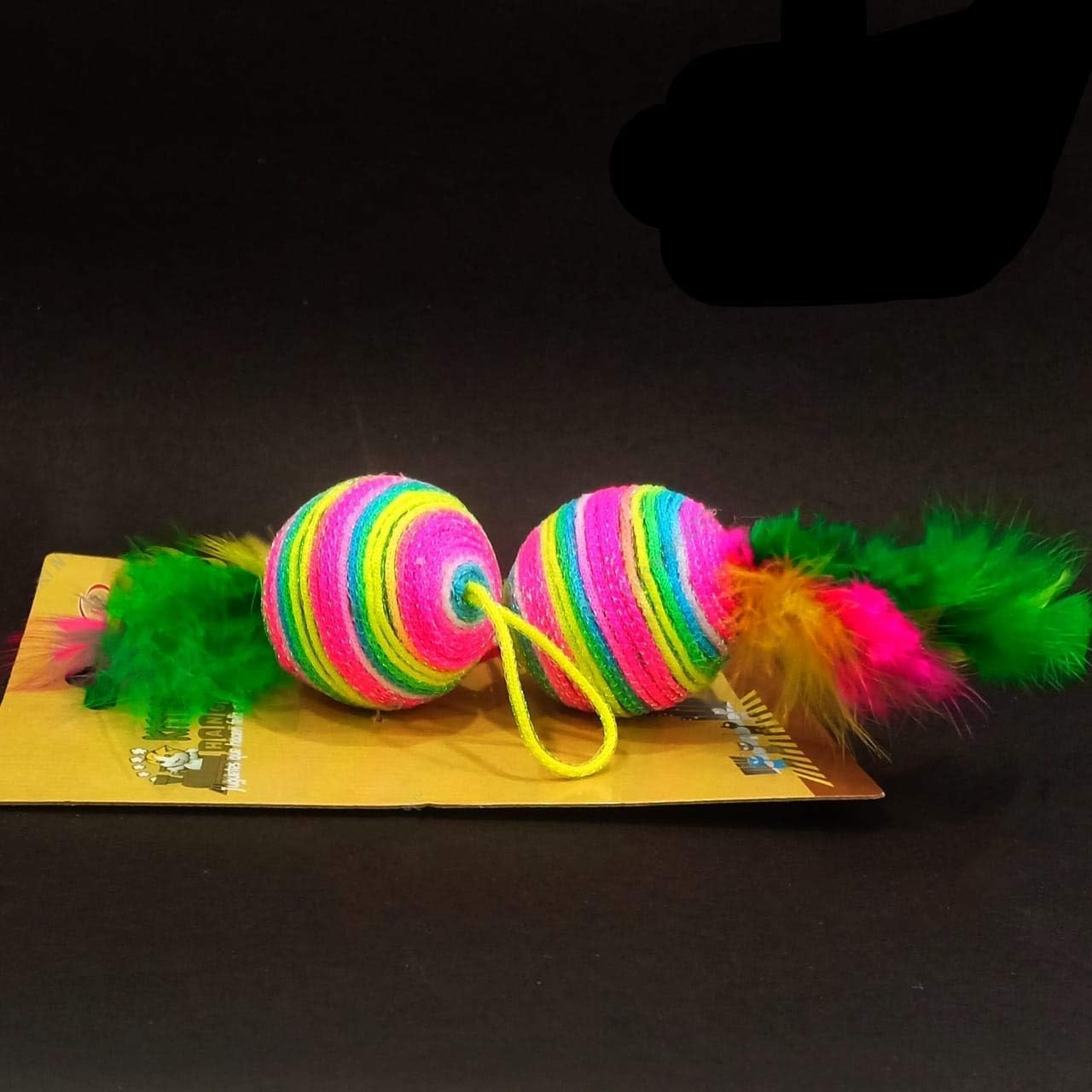 BLACK DOG Cat Toy Balls, Cat Balls with Feathers and Bell Inside Interactive Cat