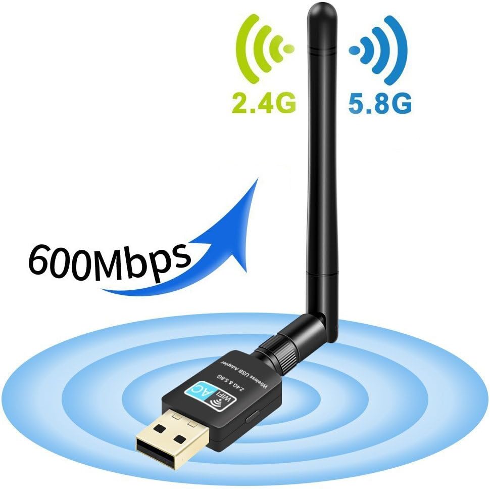 Foktech Wifi Adapter- AC600 Dual Band 2.4G / 5G Wireless Network USB Wifi Dongle for Tablet Laptop Destop PC,Support Win 10/8/7/Vista/XP/2000, Mac Os 10.4-10.12