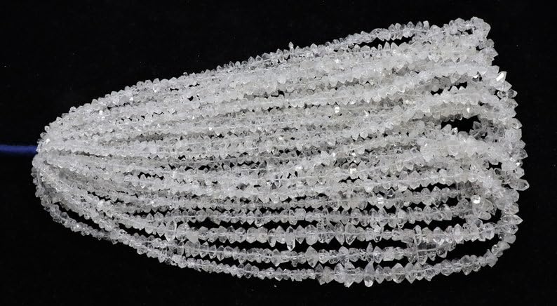 Naturalne przezroczyste białe samorodki Herkimer szorstkie koraliki 5-8 mm 40 cm długi sznurek tworzenie biżuterii, koraliki z kamieni szlachetnych do naszyjnika, bransoletki