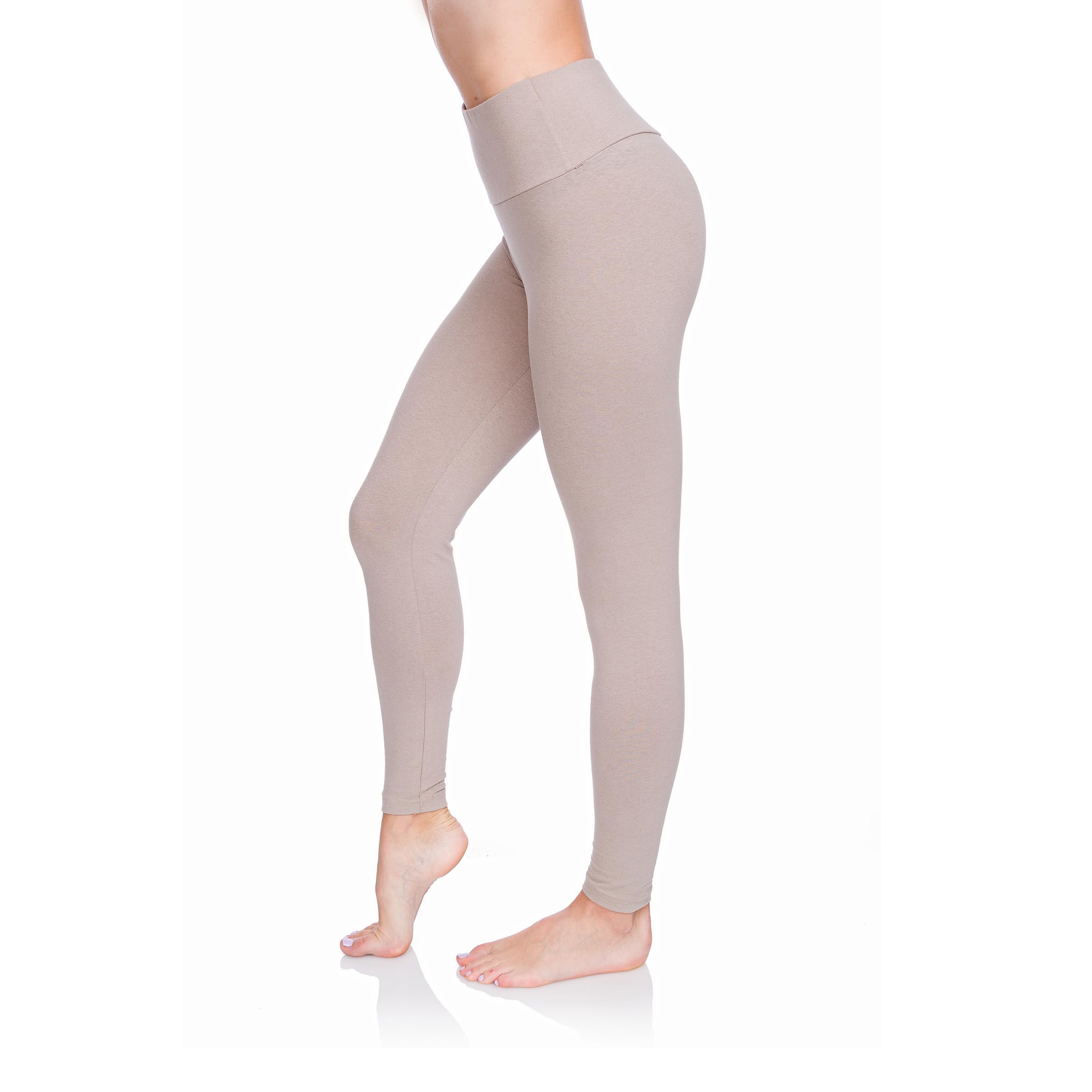 SOFTSAIL Leggings 95% Coton Leggings pour Femmes Taille Haute Longueur Totale Contrôle du Ventre Legging Pantalons Extensibles Temps Libre Relaxation Marche - 3