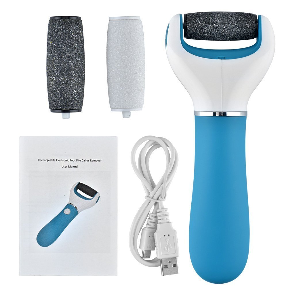 Râpe Electrique Express Soin des Pieds Usure des Pieds Réparation Broyage Exfoliation Anti-Callosités avec 2 Rouleaux de Remplacement Rechargeable USB (Style A)