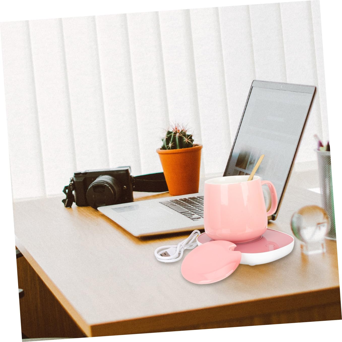 Scalda Tazze Elettrico in Ceramica Termostato per Caffè Tè Acqua Calda Tazza Termica USB da Scrivania Leggera e Resistente