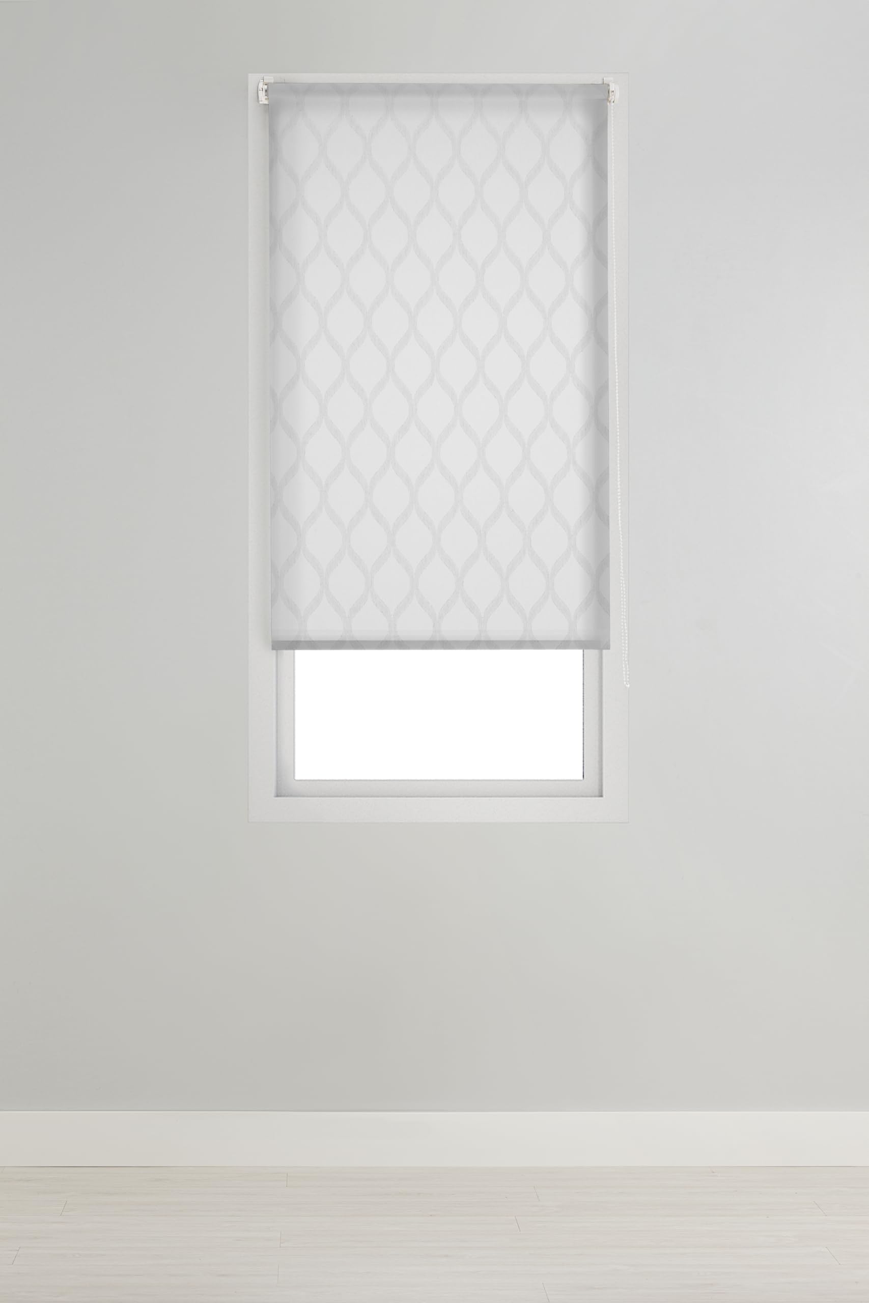 Estoralis | Davos | Store Enrouleur Moderne | Tissu Tamisant | Blanc/Gris | 120 x 255 cm. (Largeur/Hauteur) Taille du Tissu 117 x 250 cm. | Stores pour fenêtres et Portes