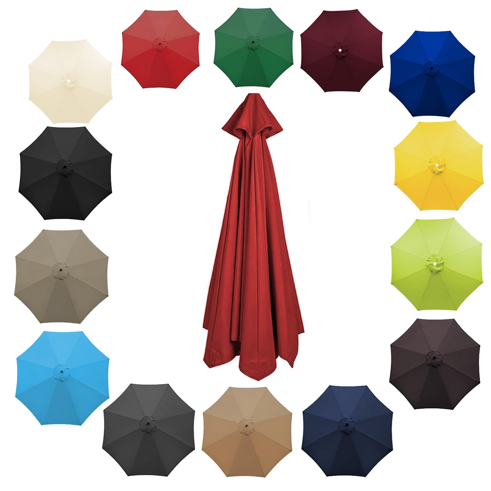 200cm 2.7m 300cm Umbrella Replacement Parasol Canopy, Garden Parasol Canopy Cover For Patio Sun Umbrella, 6 Arms/8 Arms Replacement Parasol Cover, Market Table Umbrella Replacement Top(Color:Red,Size: