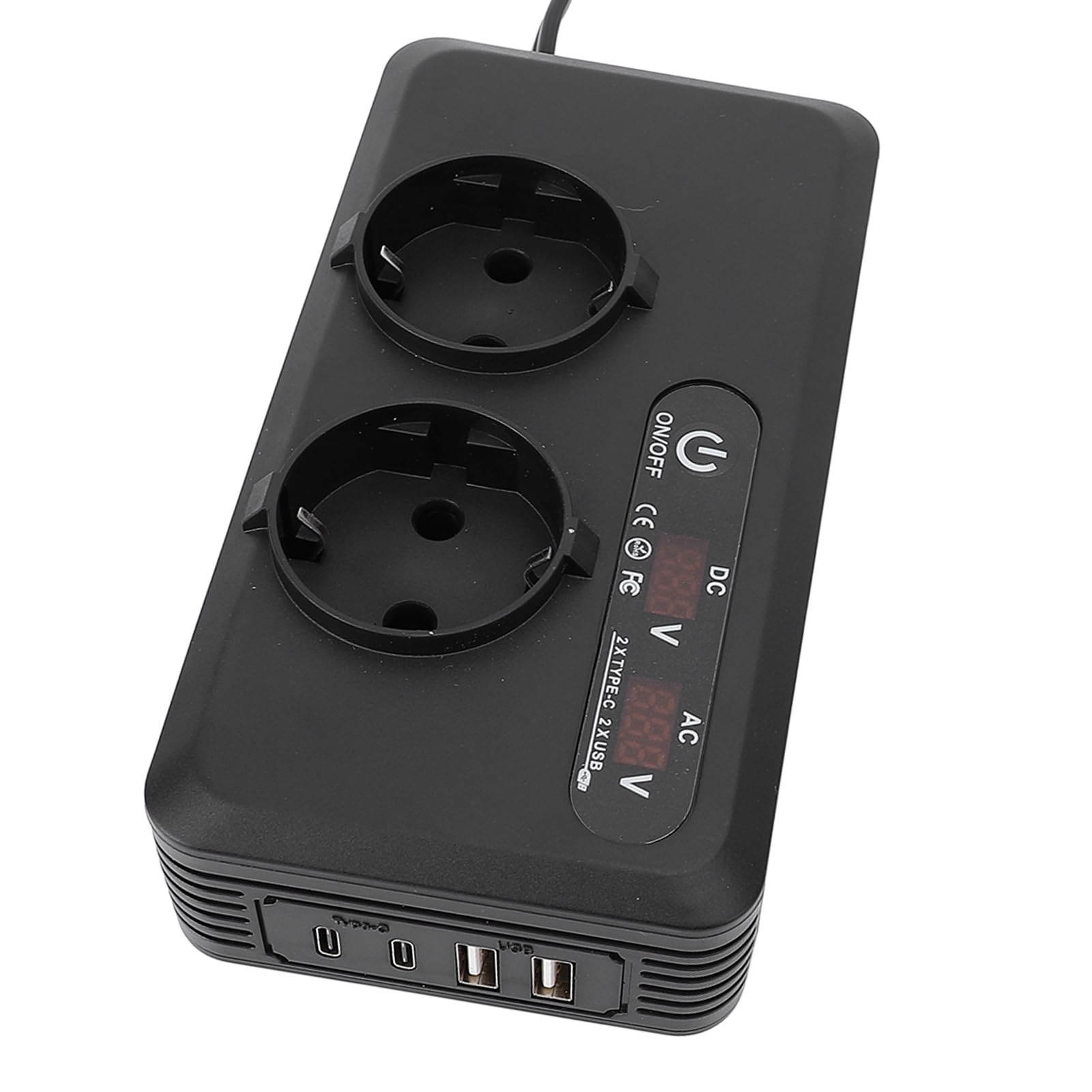 Ejoyous 12V Auto Spannungswandler 200W, 2xAC 2xUSB 2xType-C