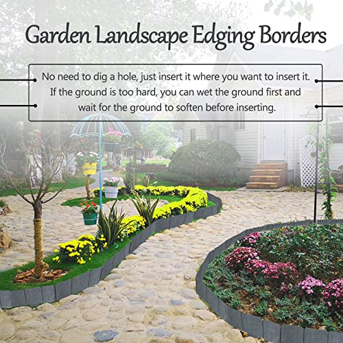 Garden Landscape Edging Borders, Diy Decoration Plastic Imitation Stone Garden Border Edging No Dig, Interconnectable Outdoor Flower Lawn Fence With Gloves For Flower Beds & Outdoor Patios (20 Pcs) #TOP5
