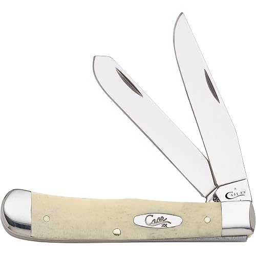 Case XX WR Pocket Knife Natural Smooth Bone Trapper W/Shield Item #1445 - (6254 SS) - Length Closed: 4 1/8 Inches
