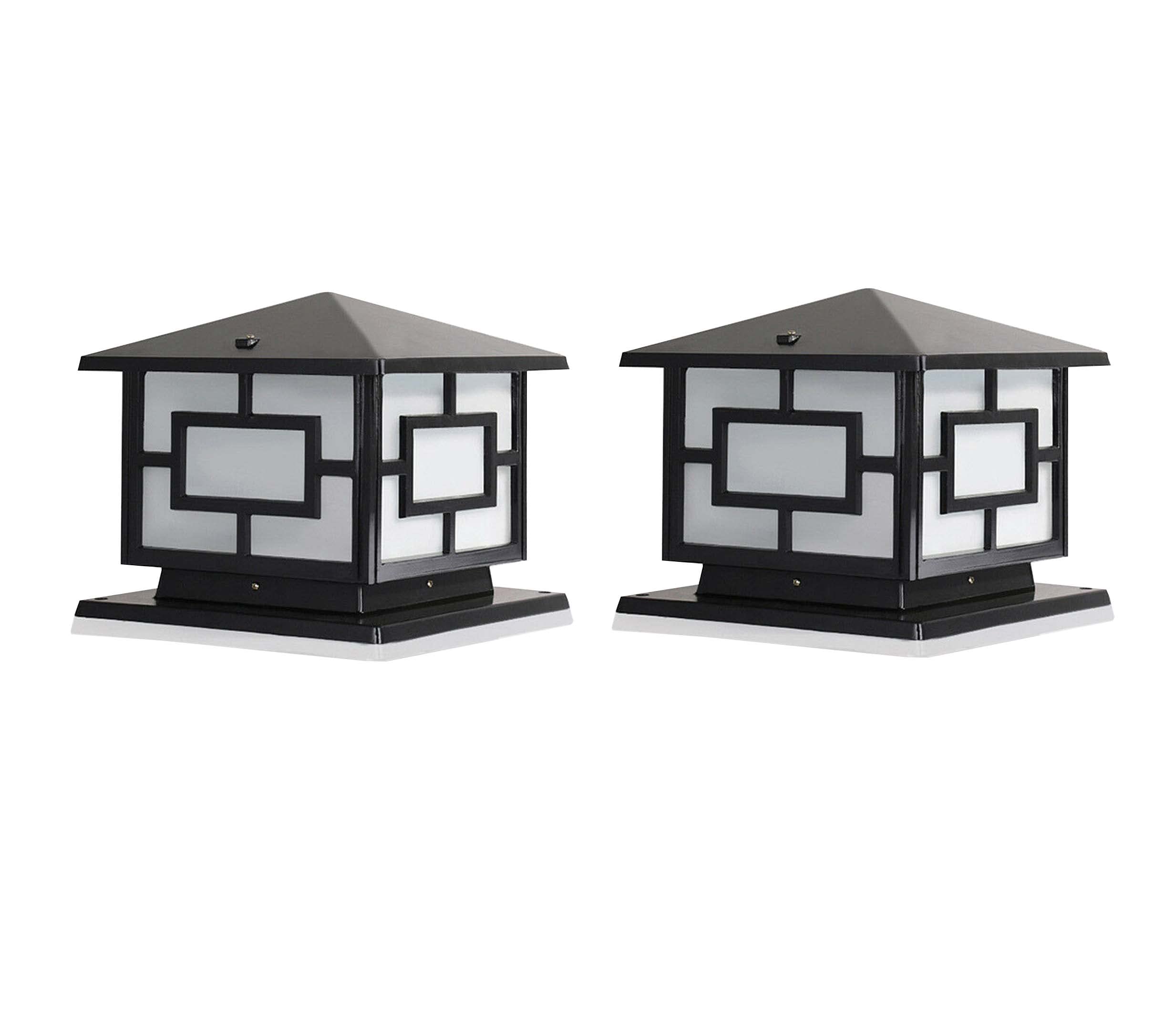 Athasu Decor Modern Style Gate Lamp Beautiful Design | Waterproof Aluminum Lamp Lights for Home and Garden (Pack of 2)…