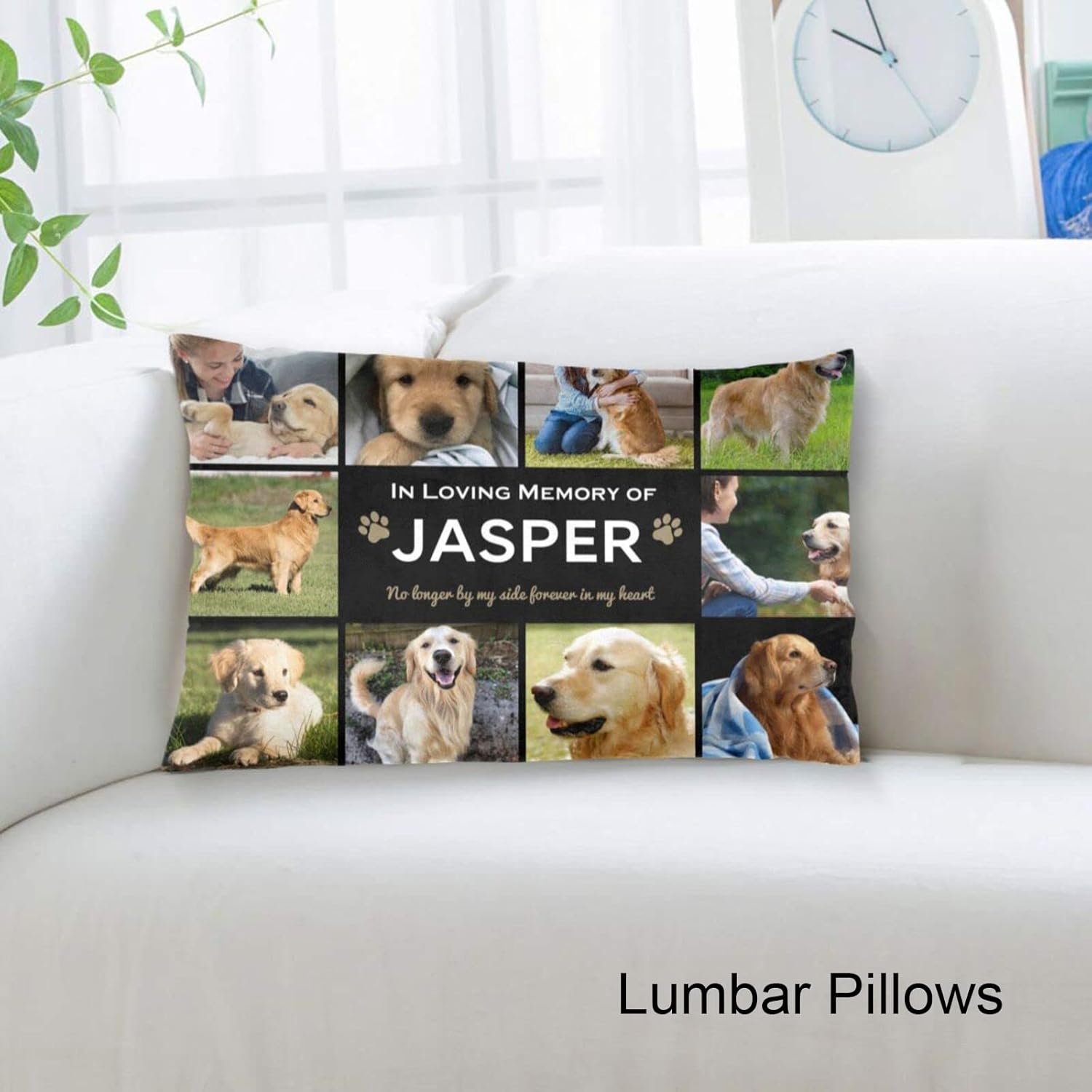 NICTIMEID Dog Memorial Personalized 10 Photos Collage Pillow Case - Pet Memorial Gifts - Sympathy Gift to in Memory of Dog - Bereavement Gifts for Loss of Dog, 16X24 inch