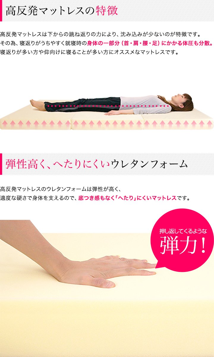 Amazon.co.jp: ottostyle.jp 高反発マットレス 三つ折り 10cm シングル
