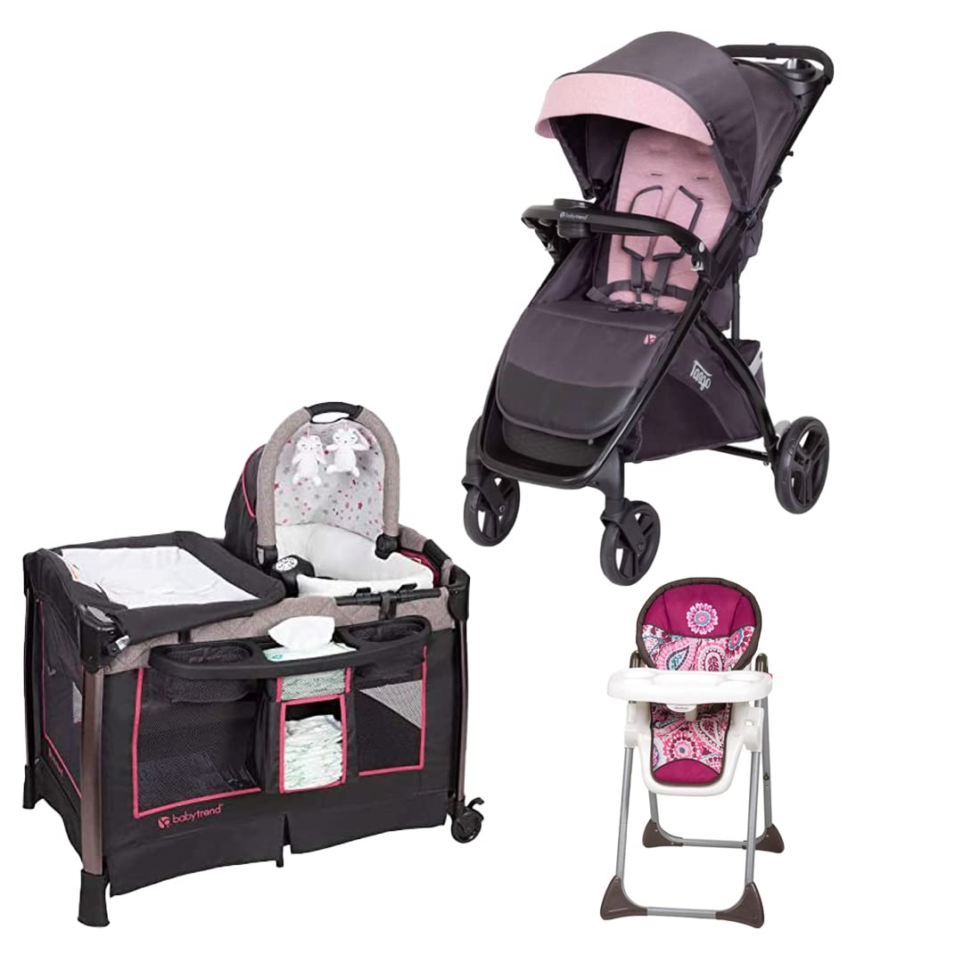 Baby TrendTango Stroller cassis & SIT RIGHT HIGH CHAIR PAISLEY & GoLite ELX Nursery Center Stardust Rose, Multi Color, 3.0 Pack