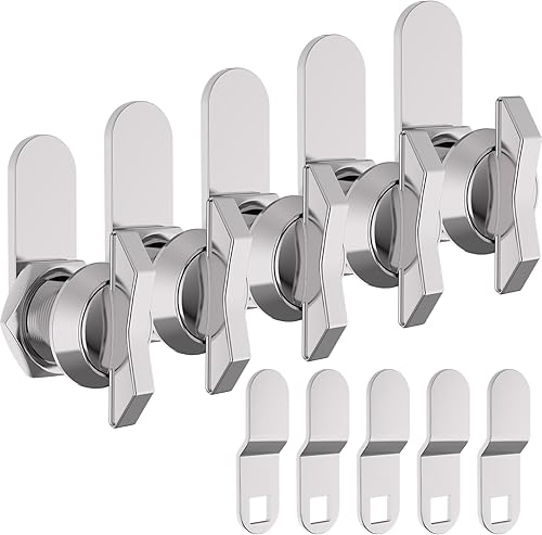 Miniatura 8 de Cerradura de leva desplazada de 58 pulgadas, 5 compartimentos sin llave para RV, pestillo de cajón de buzón de gabinete, cilindro de repuesto 100%