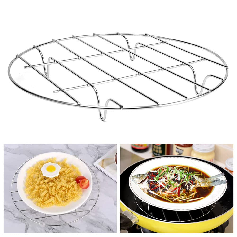 Estante de cocina, estantes de enfriamiento de acero inoxidable, estante de carne asada, estante a prueba de óxido para cocinar al vapor o asar carne y verduras para hornear galletas (plateado 2) 6