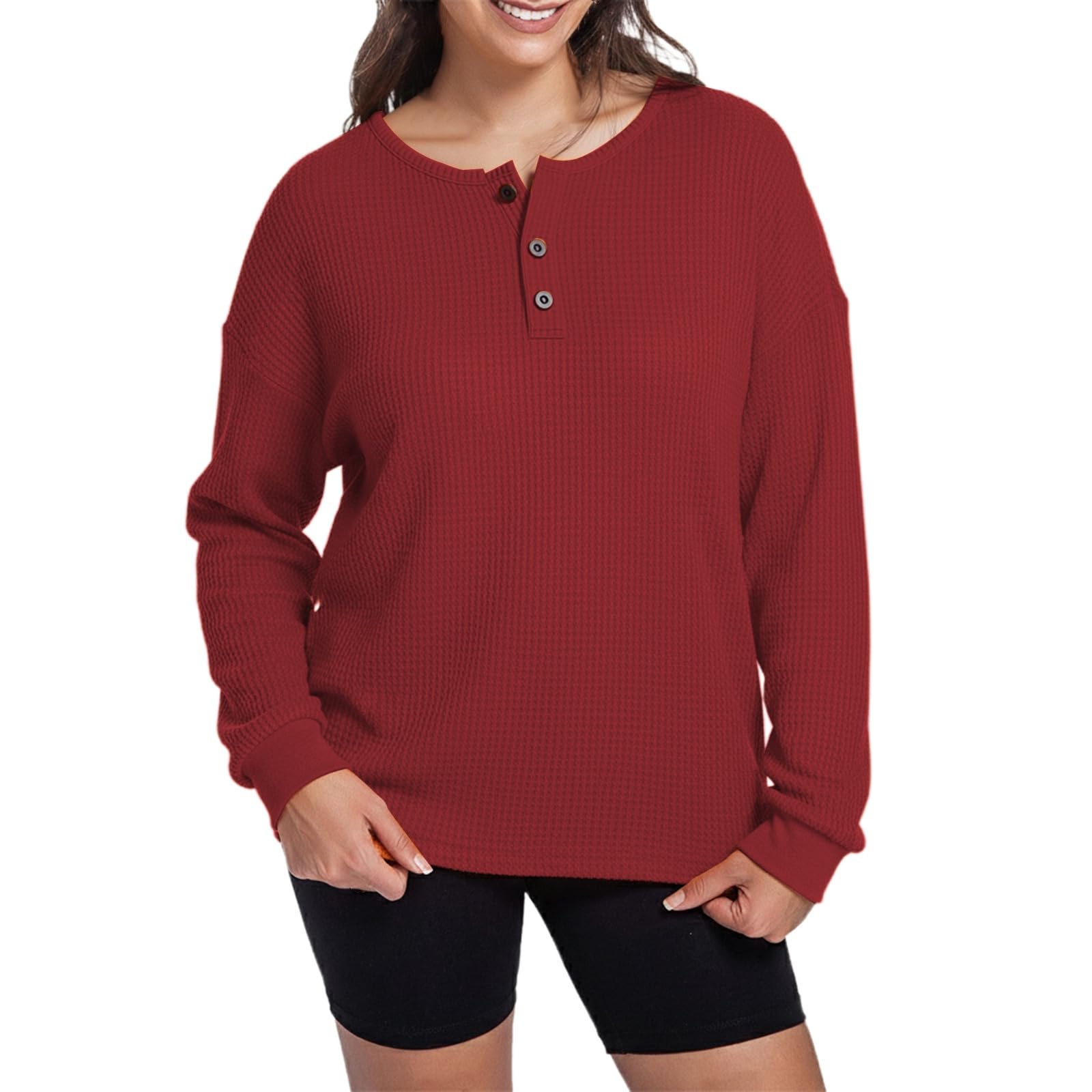 Sudadera de Punto con Cuello Redondo, Manga Larga, Suave, Informal, Holgada, cómoda, cálida, para otoño e Invierno.