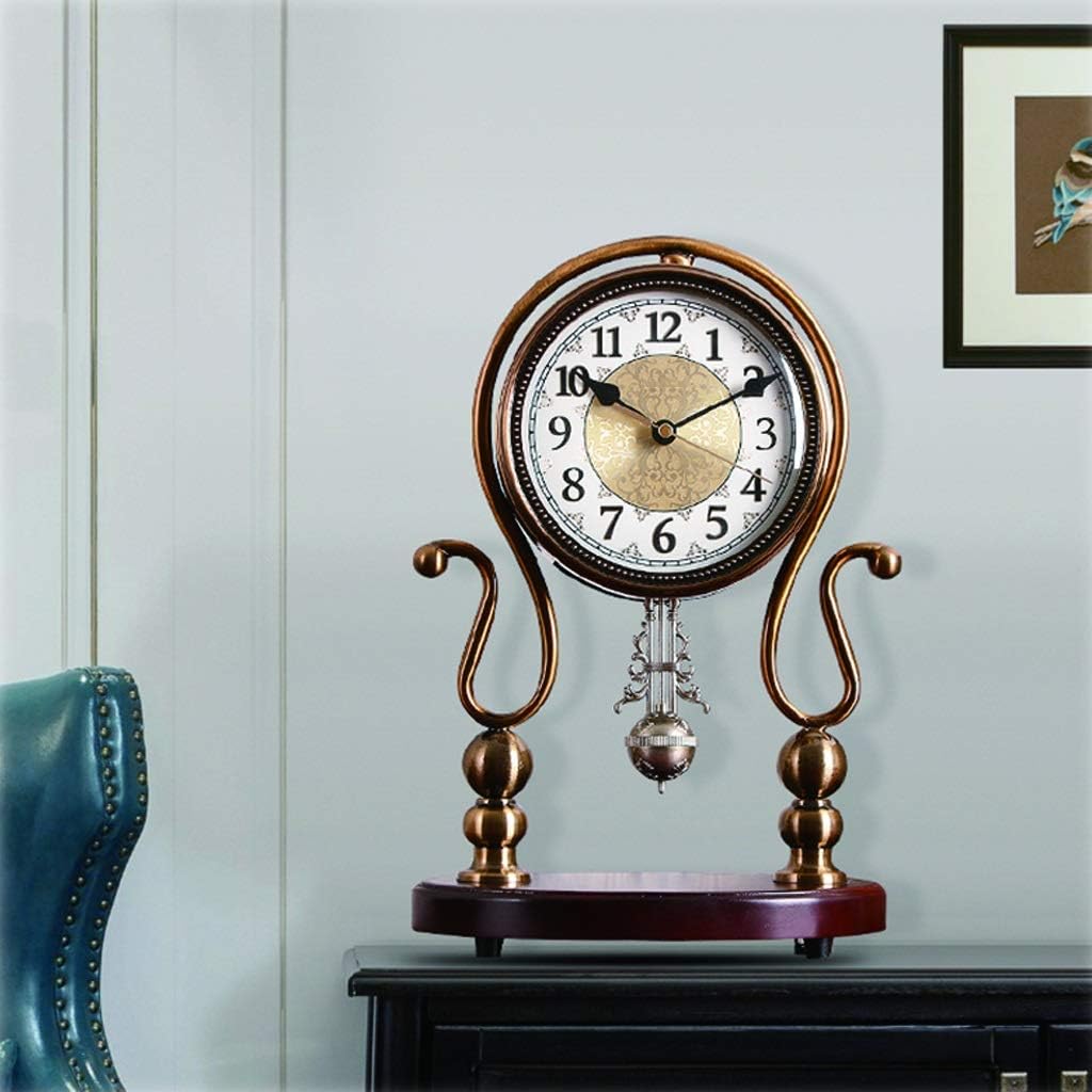 Retro Home Pendulum Clock/Simple Atmosphere Table Clock/Living Room Bedroom Desk Clock/13.4 Inch Creative Mantel Clock Table Clock