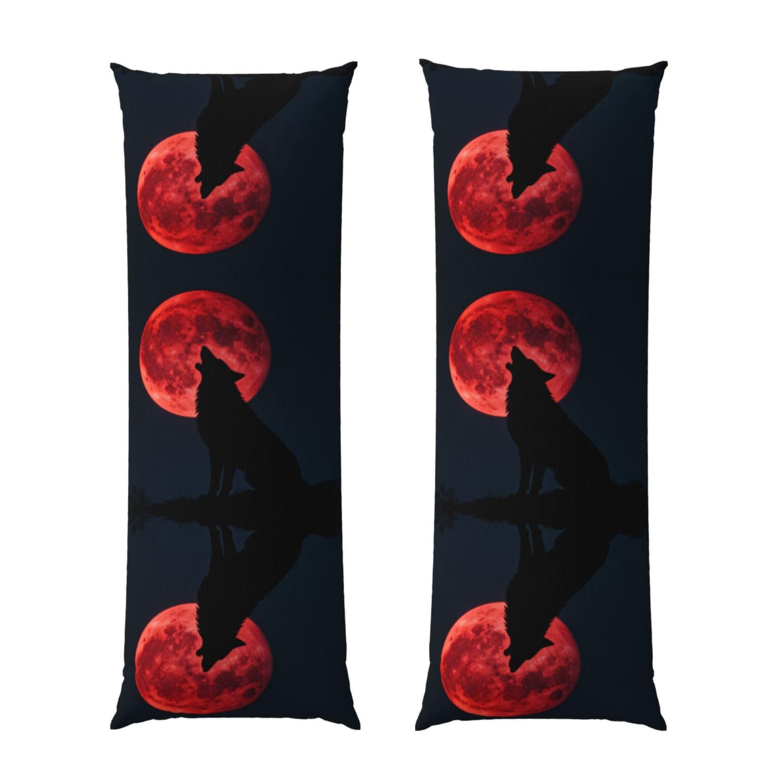 Blood Moon Wolf Body Pillowcase 20x60-Ultra Soft Plush Long Pillow Cover with Hidden Zip for Sleeping
