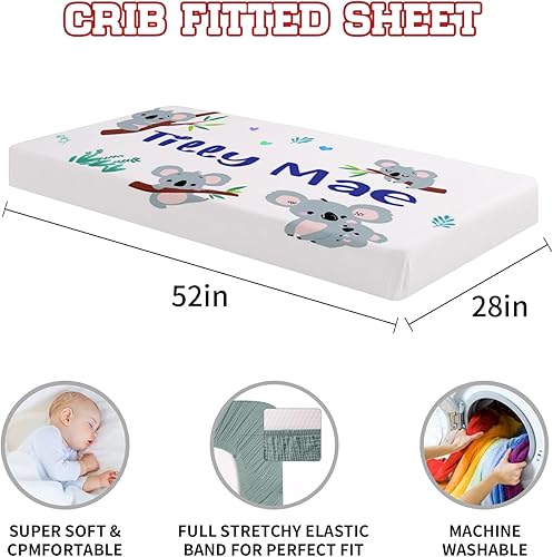 Miniatura 4 de Juego de sábanas ajustables para cuna para bebé juego de ropa de cama personalizado para cuna de 3 piezas con nombre, juego de ropa de cama para