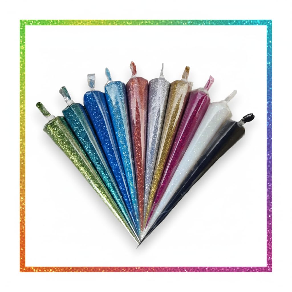 Multicolor Glitter Paste Cones, Premium Ready-to-Use, 10 Pack, 20g Each for Lippan Art, Rangoli, DIY Crafts, Wall Decoration-image-4