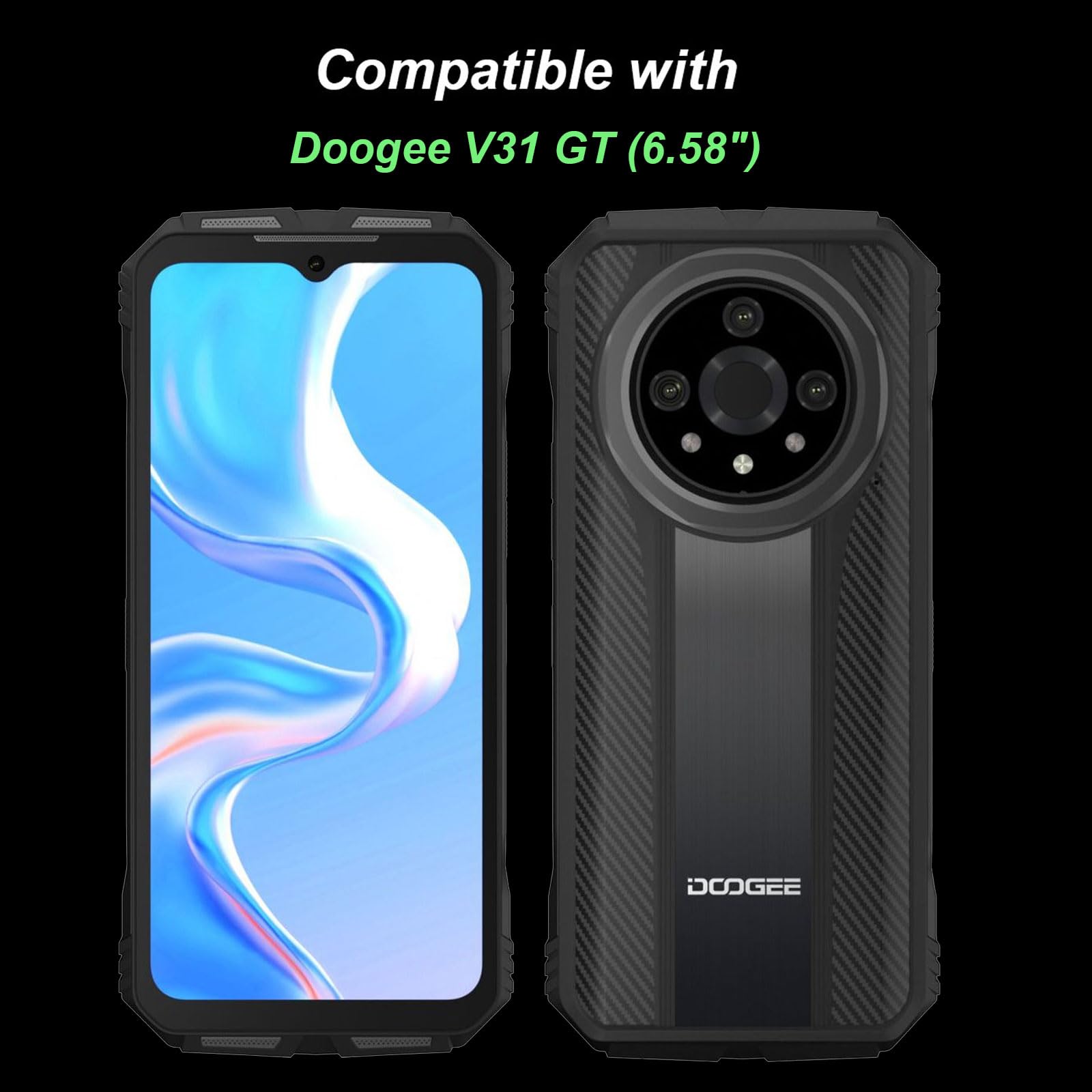 LYZXMY Cover per Doogee V31 GT (6.58) + Pellicola Protettiva in Vetro Temperato - Nero Morbido Silicone Custodia Protettivo TPU Gel Case