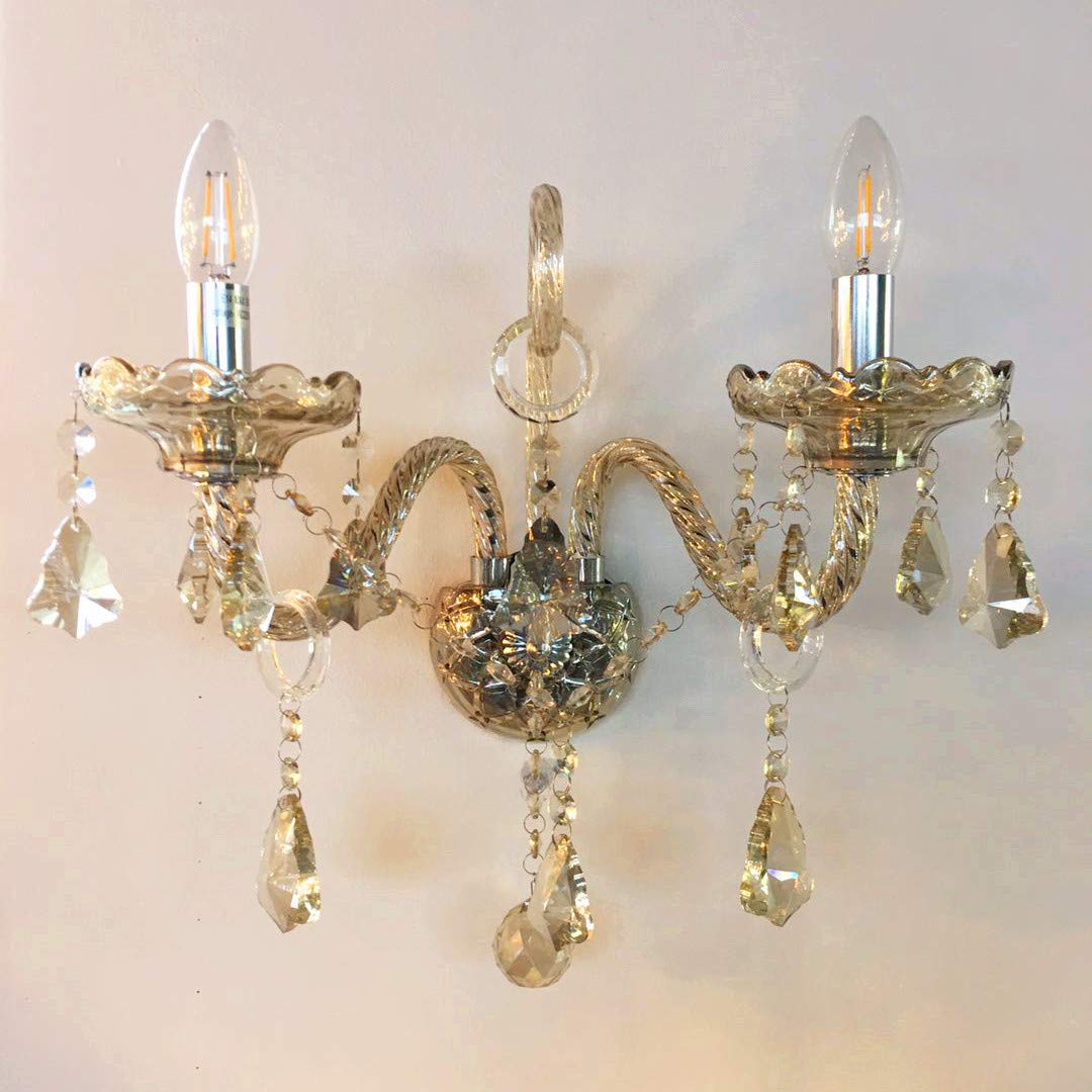 Wdw Champagne 8118 Genuine K9 Crystal Chandelier 2, 5, 6, 7, 8,10,12,15, 18, 30, 32 Arms (2 Arm Wall Light)