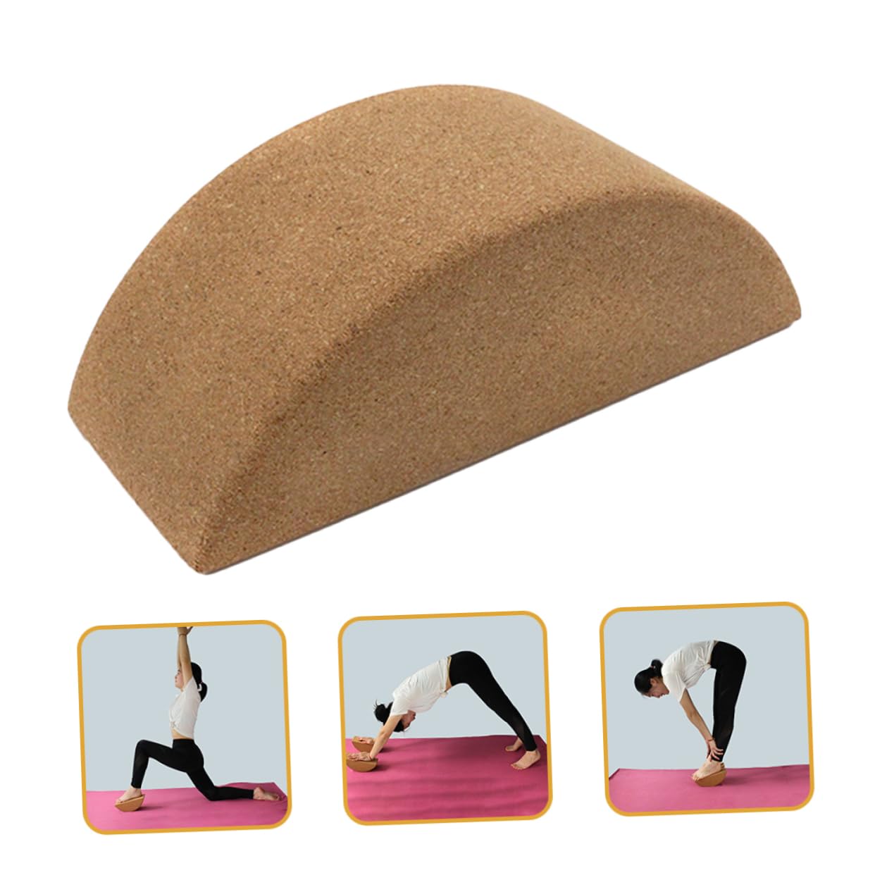 Rutschfester Yogablock aus Kork, Kompakter Trainingsziegel in Khaki